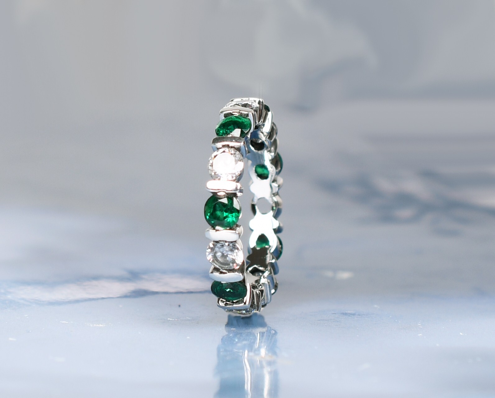 Emerald With Diamond Ring Birthday Gifts For Her Round Stacking Ring Birthstone