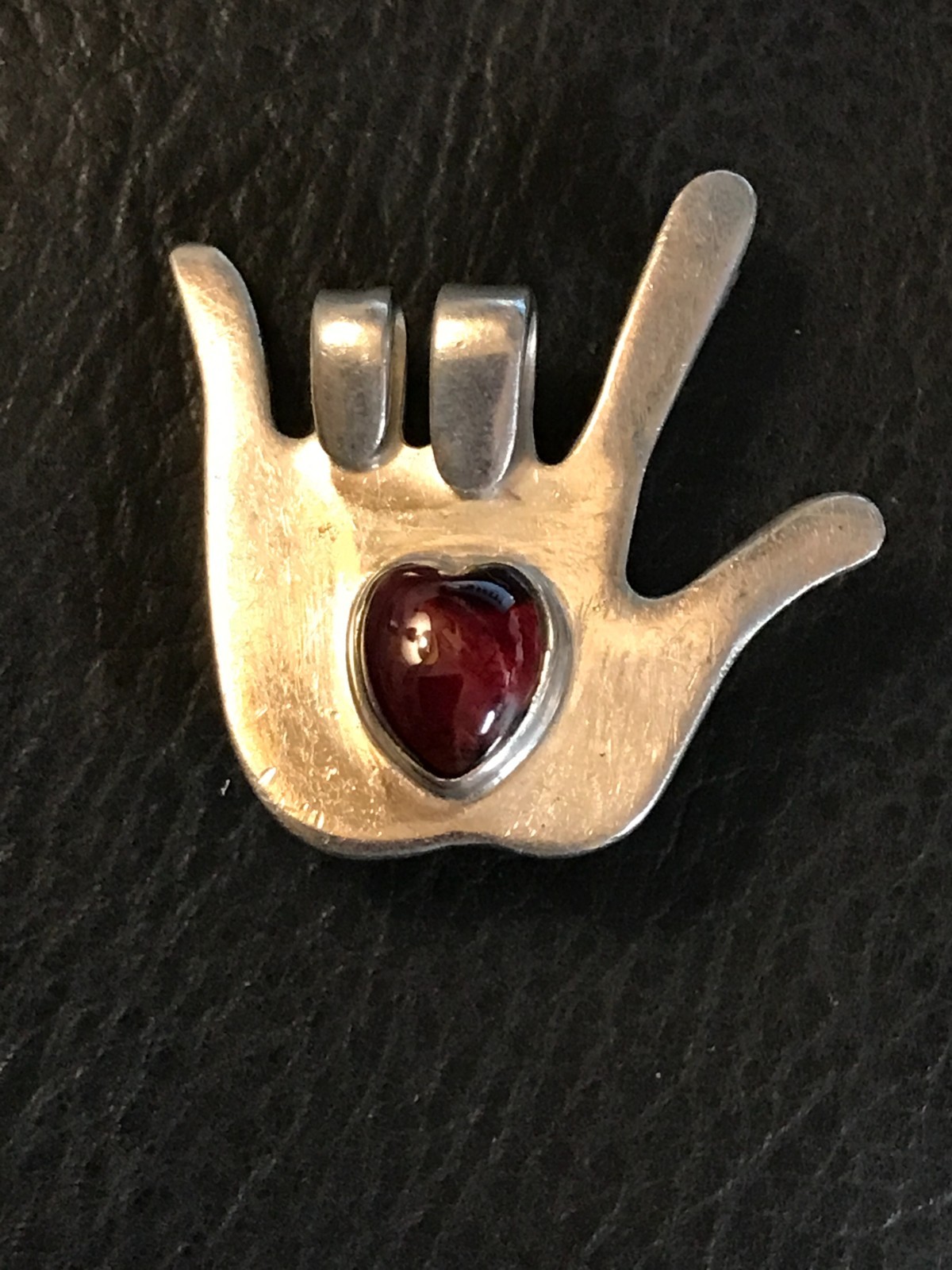 Vtg Sterling Silver GREAT FALLS METAL WORKS I Love You Hand Sign Language Pin
