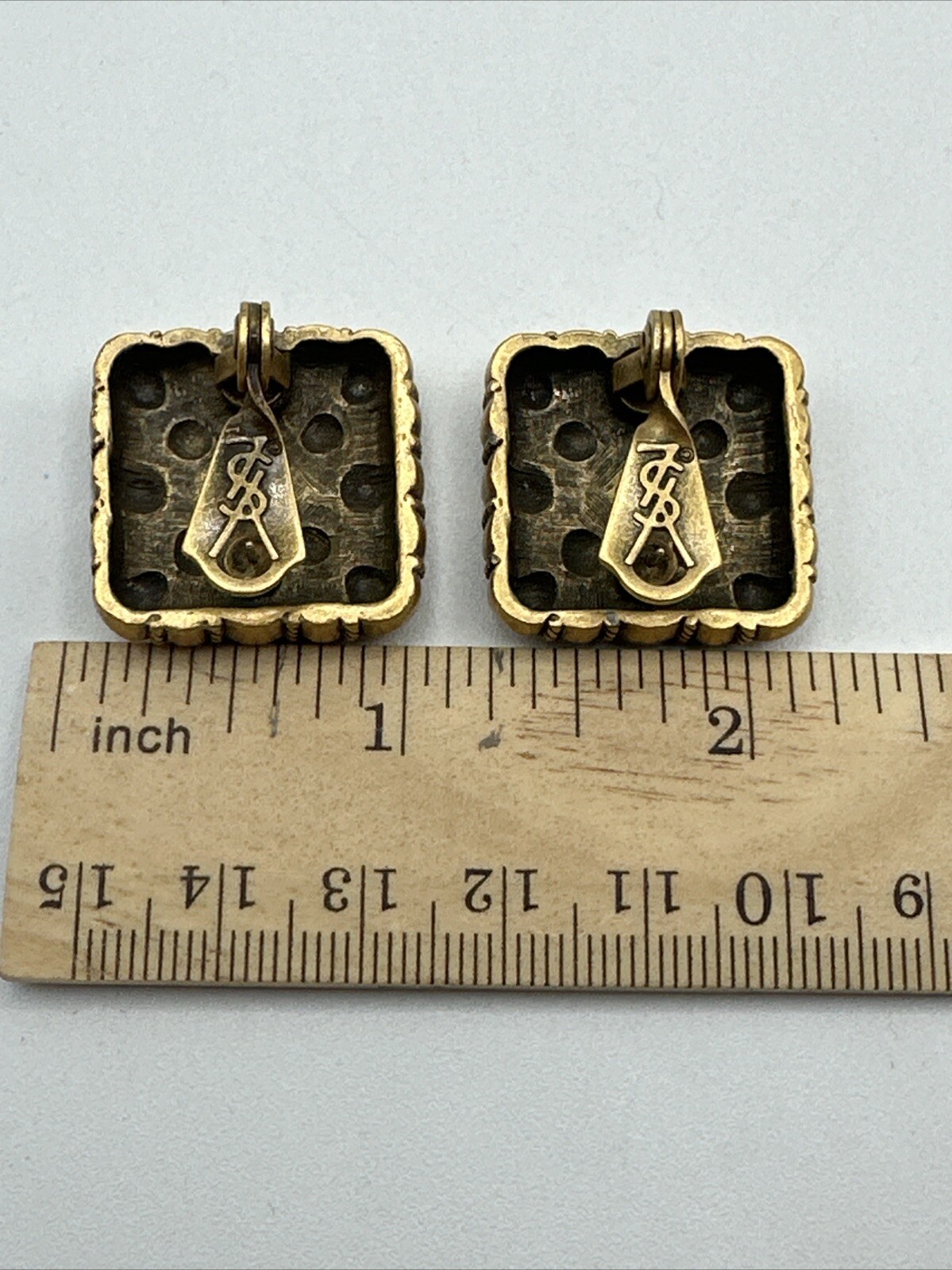 Vintage YSL Yves Saint Laurent Quilted Clip On with Post Earrings Gold #793