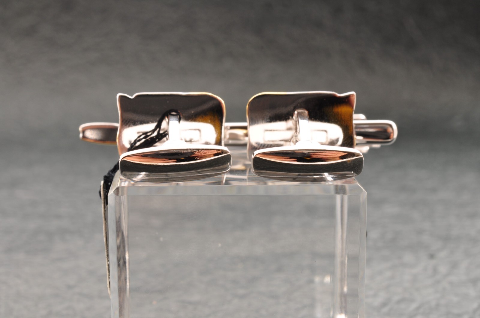 Near mint, gold and Cufflinks and silver tie clip, “Yves Saint Laurent”, case.