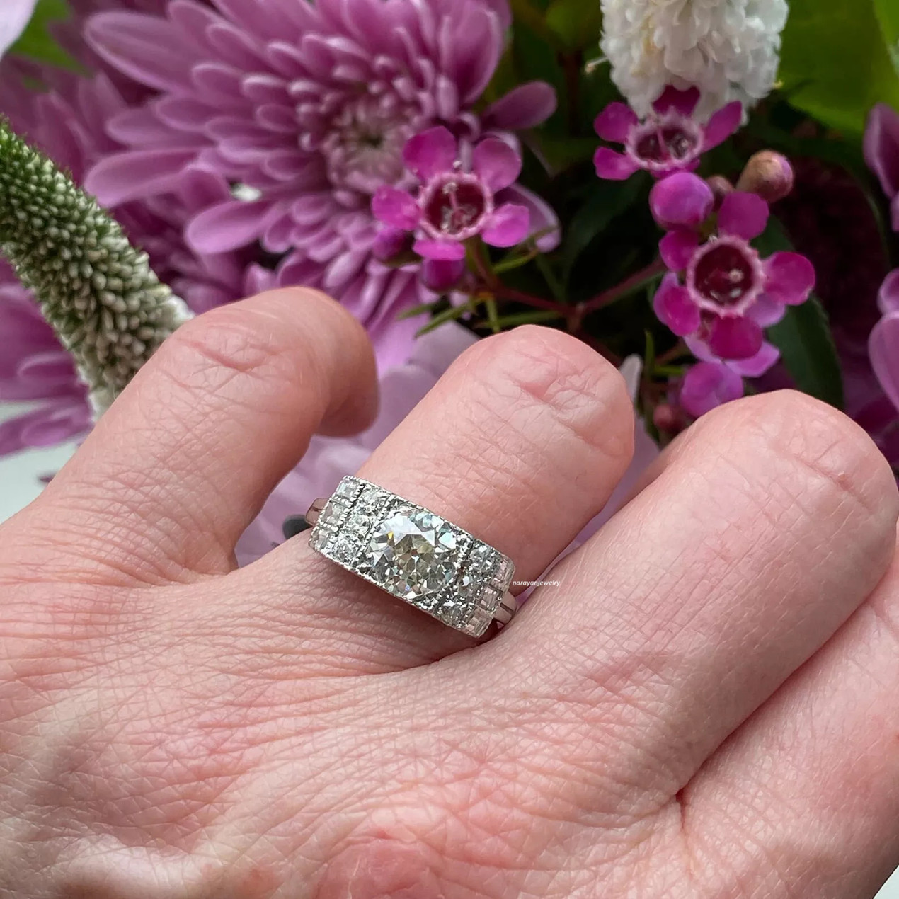 Art Deco Style 3 Ct Round Lab-Created Diamond Vintage Wedding White Gold FN Ring