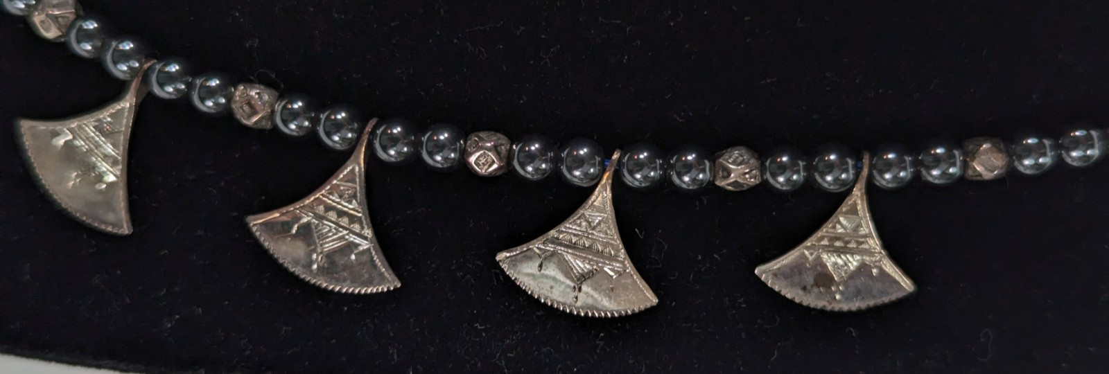 Sterling Silver Tuareg Berber Bead Necklace & Earrings African Tribal Jewelry