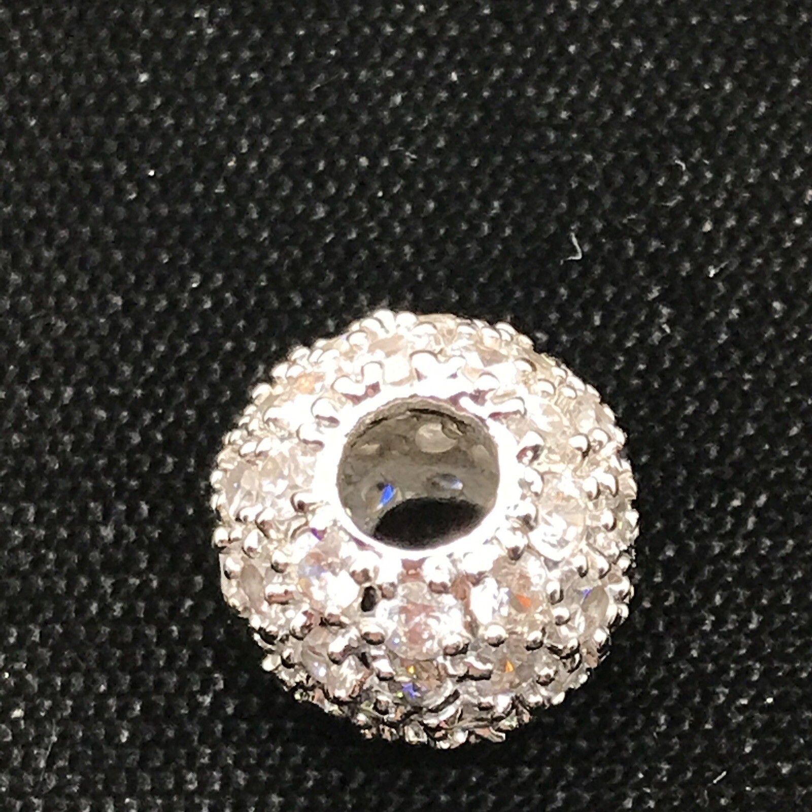 Vintage Silver Tone Pave CZ Ball Design Slide Pendant