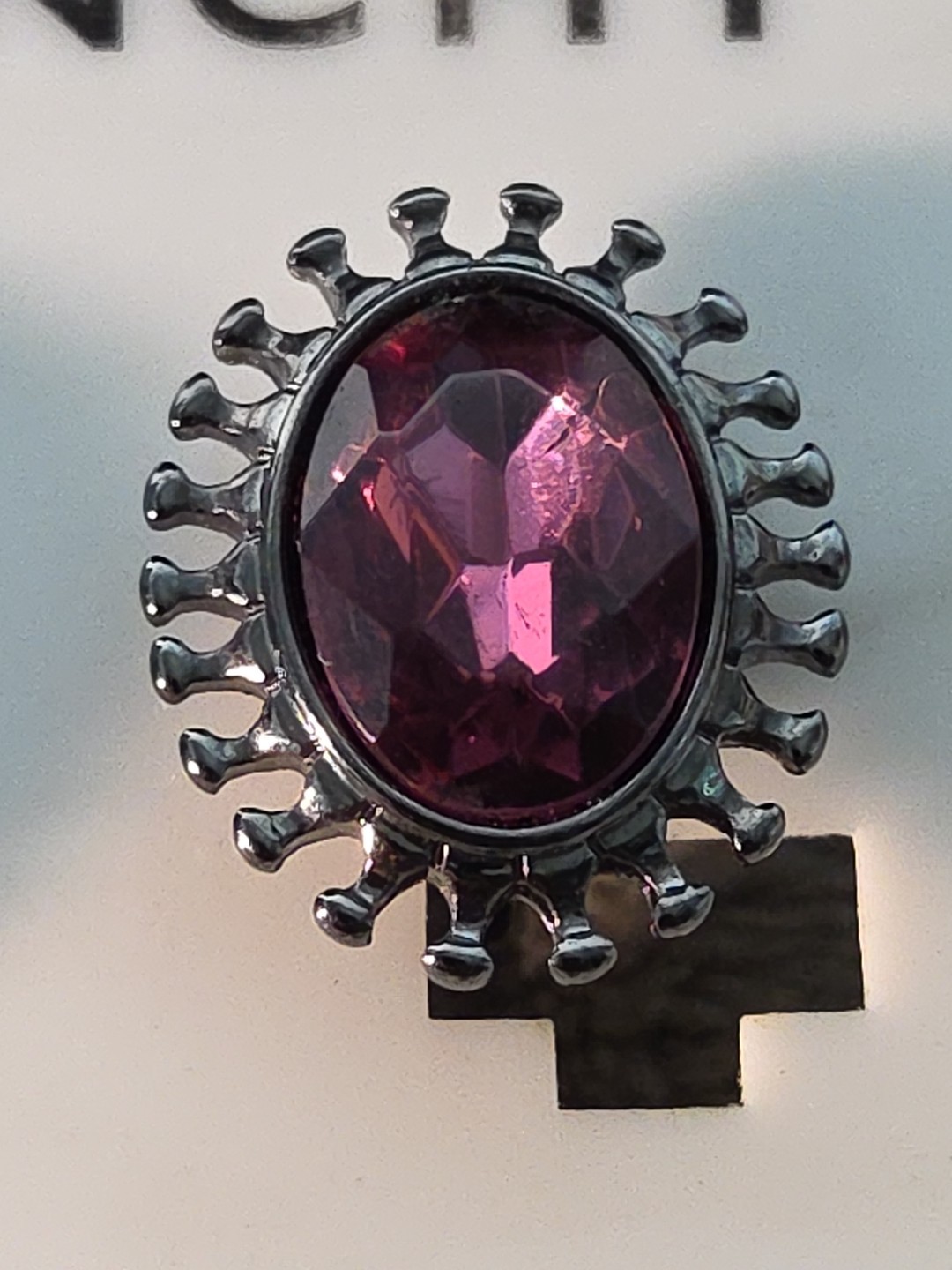 Vtg Givenchy New Purplish Stone Signed Clip On Nickel Free Statement Earrings