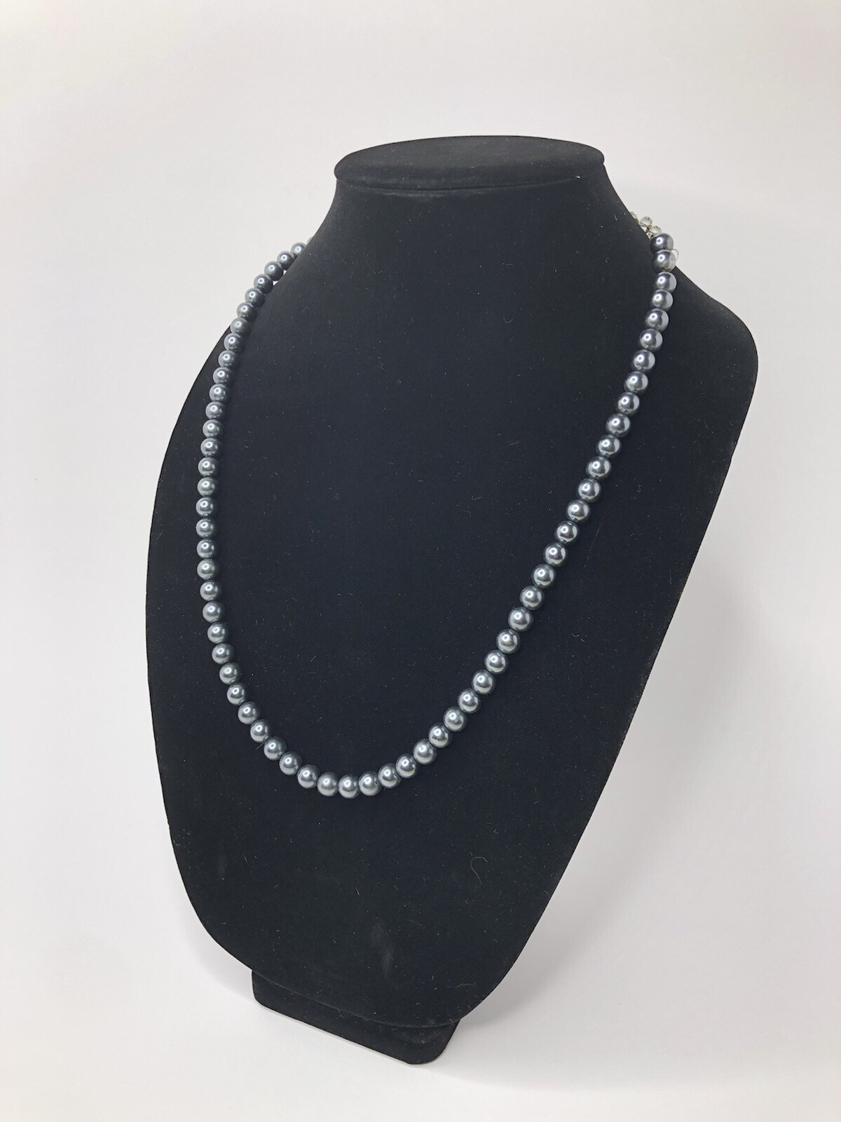 Necklace Costume Jewelry Vintage Long Dark Grey Round Beads
