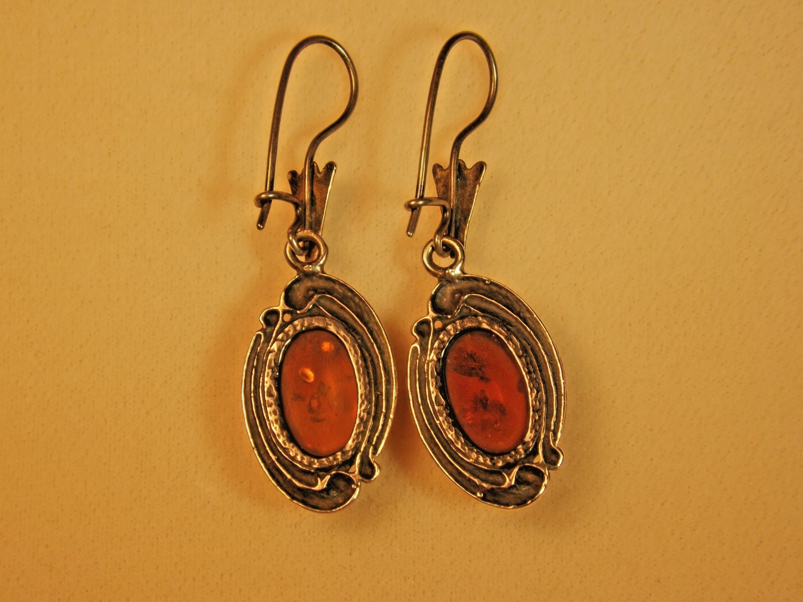 Vintage Baltic Amber/925 Large Dangle Earrings