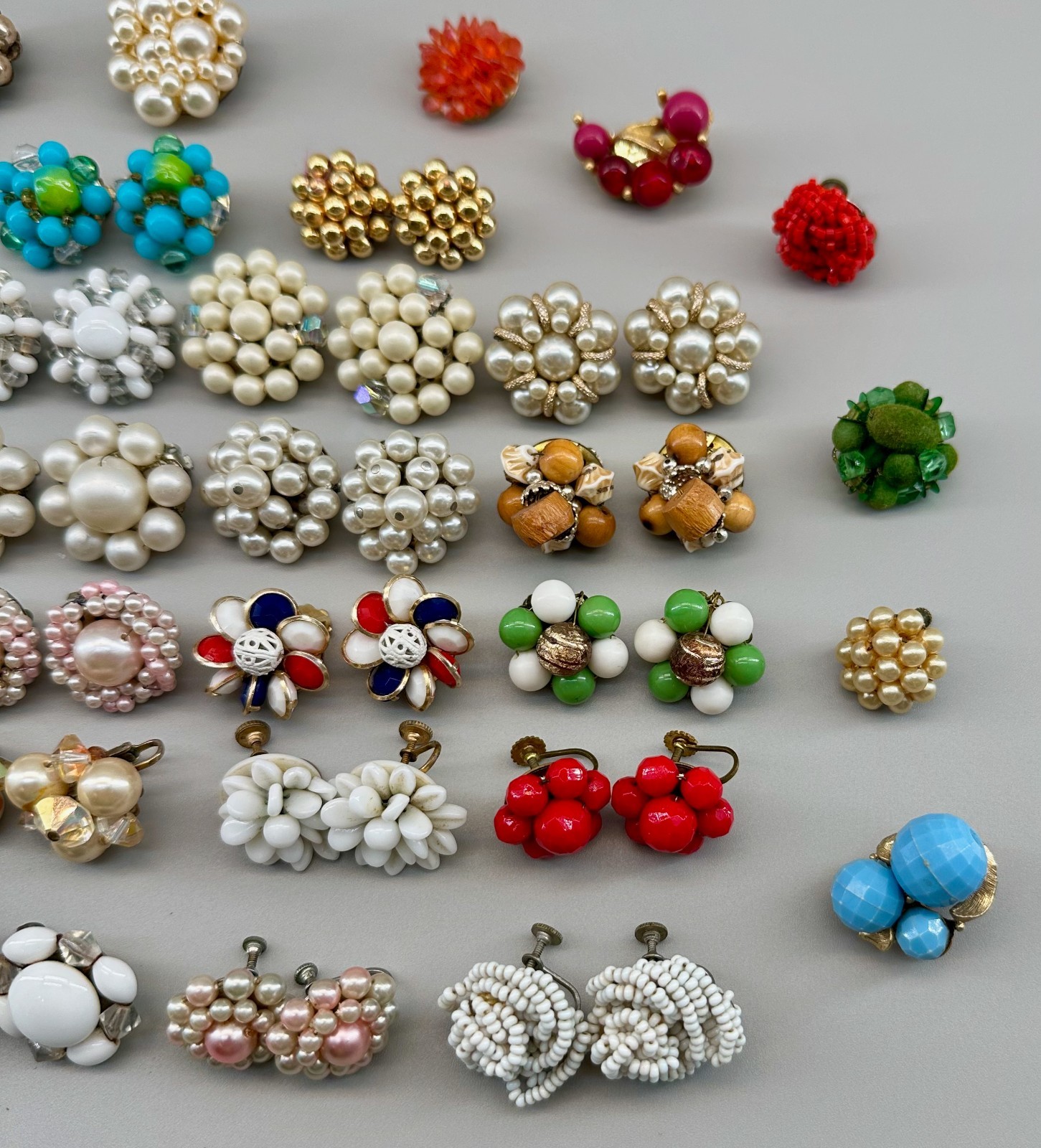 Vintage Cluster Clip On Earrings Lot Germany Hong Kong Japan 28 Pairs 14 Singles