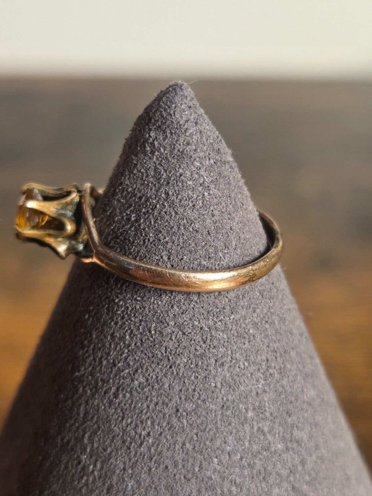 VINTAGE COSTUME RING LITTLE NEMO ART DECO SYNTHETIC CITRINE SOLITARE SIZE 6.5