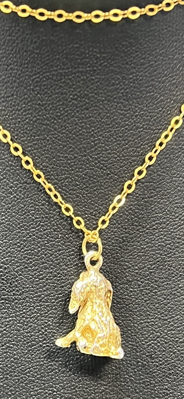 Vintage Cocker Spaniel Dog Pendant Necklace 1/20 Gold Filled 18”Gold Tone .5”
