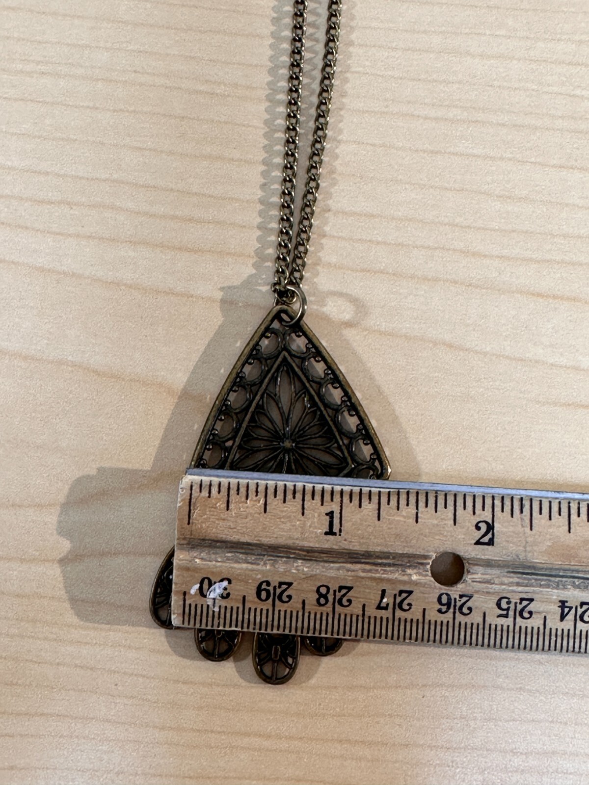 Vintage Bronze Color BOHO Tribal Dangle Pendant Necklace 14 inches