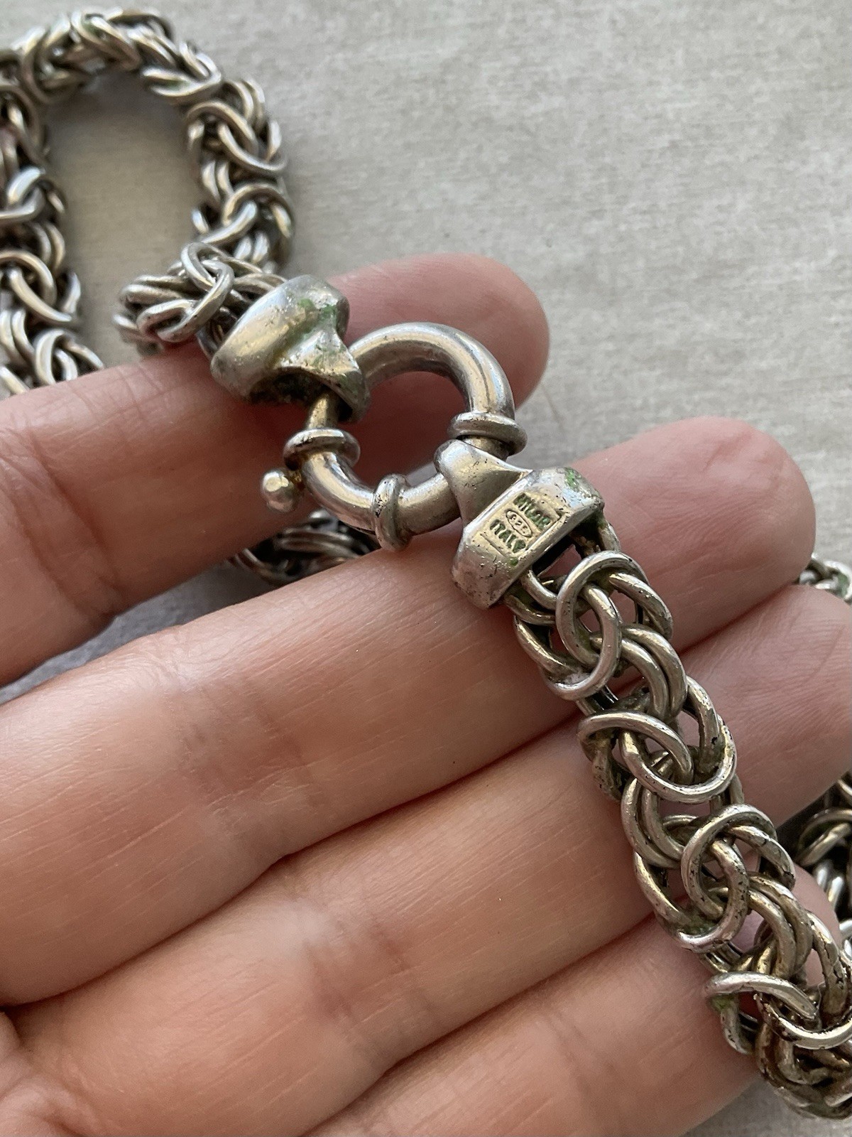 Milor Italy 925 Sterling Silver Byzantine Chain Necklace Vintage Estate Jewelry