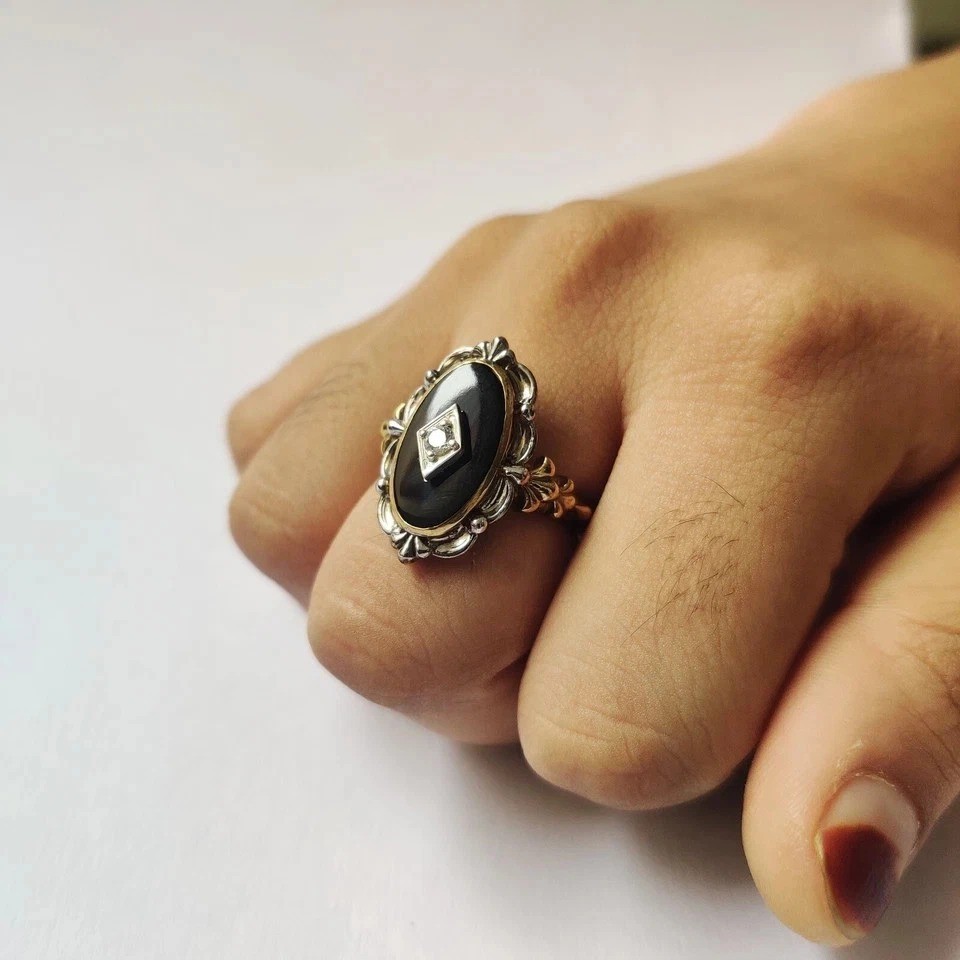 Art Deco Style 925 Silver Victorian handmade Black onyx Anniversary Wedding Ring