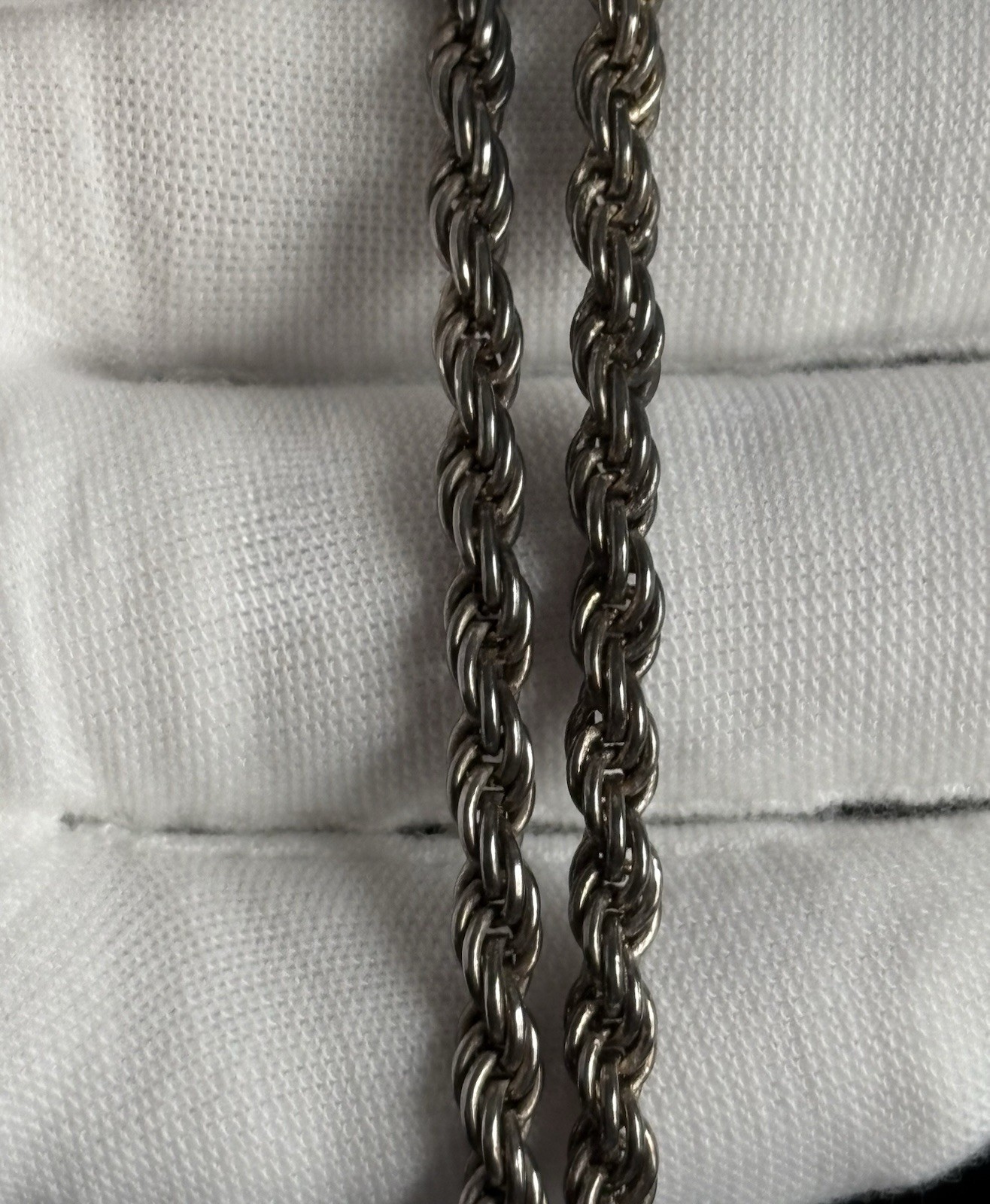 Vintage Sterling Silver 925 Twisted Rope Chain 30” Necklace 37.40g Italy 4mm TFT