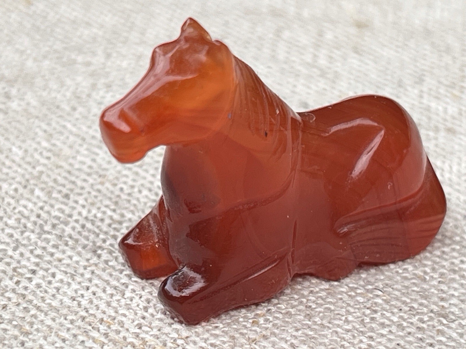 Vintage Chinese Carnelian Mini Horse Bead Pendant Necklace