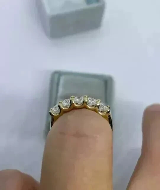 Art Deco 1.7Ct Round Cut ab Created Diamond 14K Gold Finish Engagement Band Ring