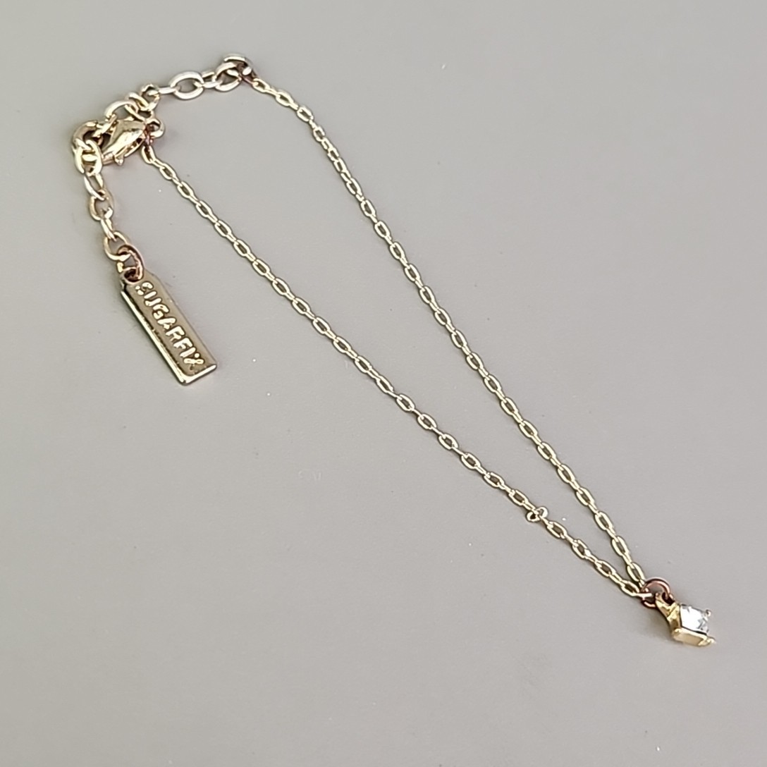 Chain Bracelet Lot of 4 Charm Rhinestone Gold Tone 6.75″