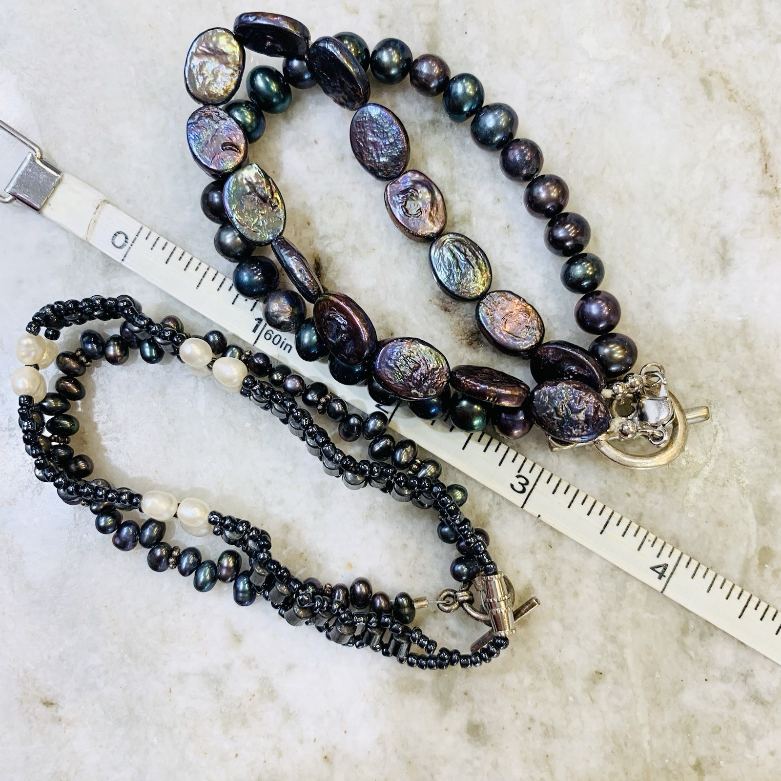 Vtg Cultured Pearl LOT 18 Necklace Tahitian FW Peacock Wear DIY 925 1.16LB