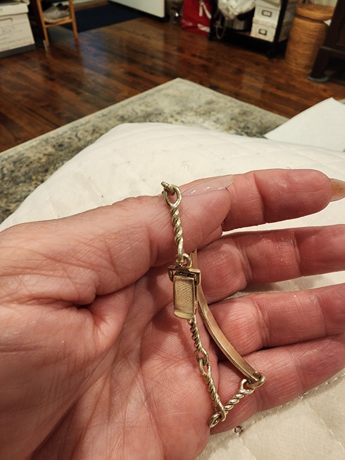 Vintage Italian Sterling Silver and Jade Link Bracelet