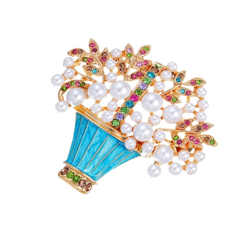 Elegant Crystals Bead Brooch Basket Designs Portable Zinc Alloy Accessory
