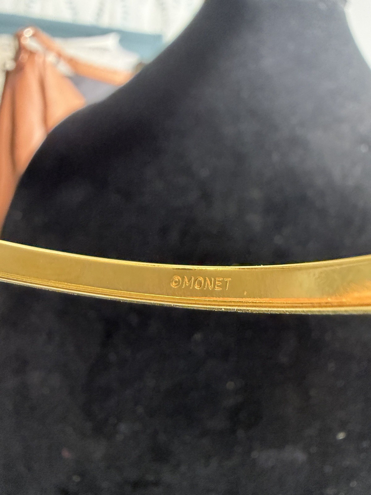 Vintage Monet Red Enamel Gold Tone Bangle Bracelet Slim Stackable Bracelet