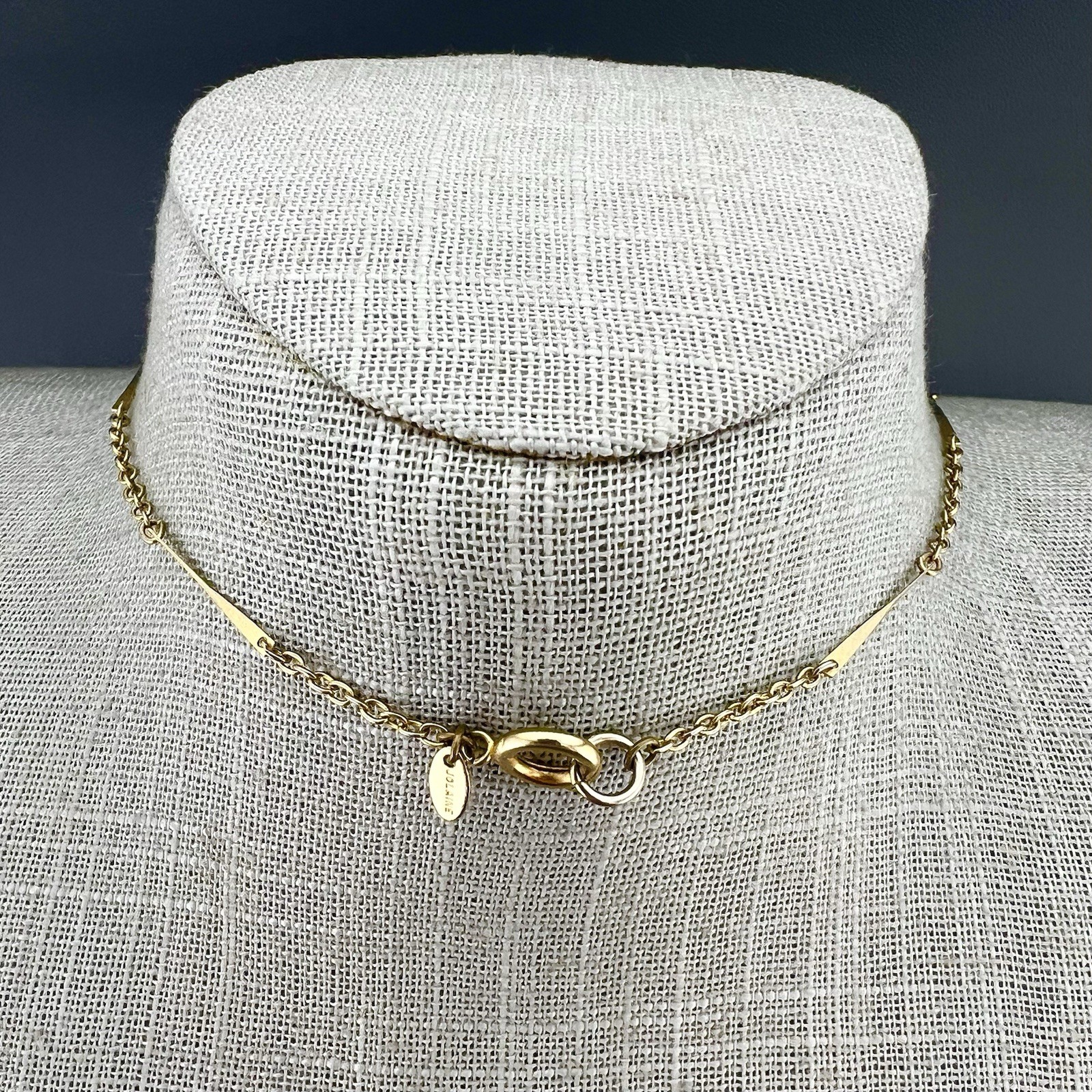 Vintage Jolaine Necklace Gemstone Bar Link Chain Gold Tone Signed Opera 40”