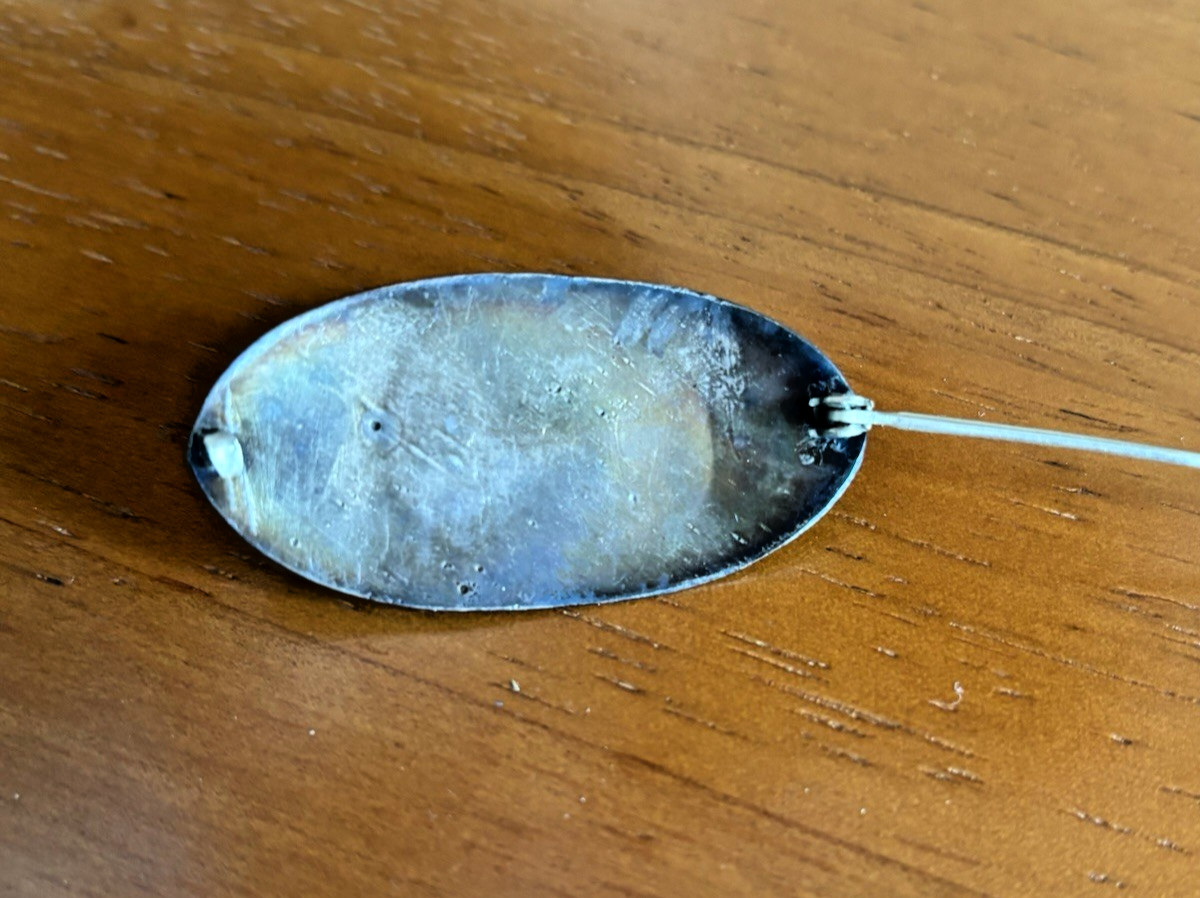 Antique Oval Silver Pin with Unknown Stone and Design