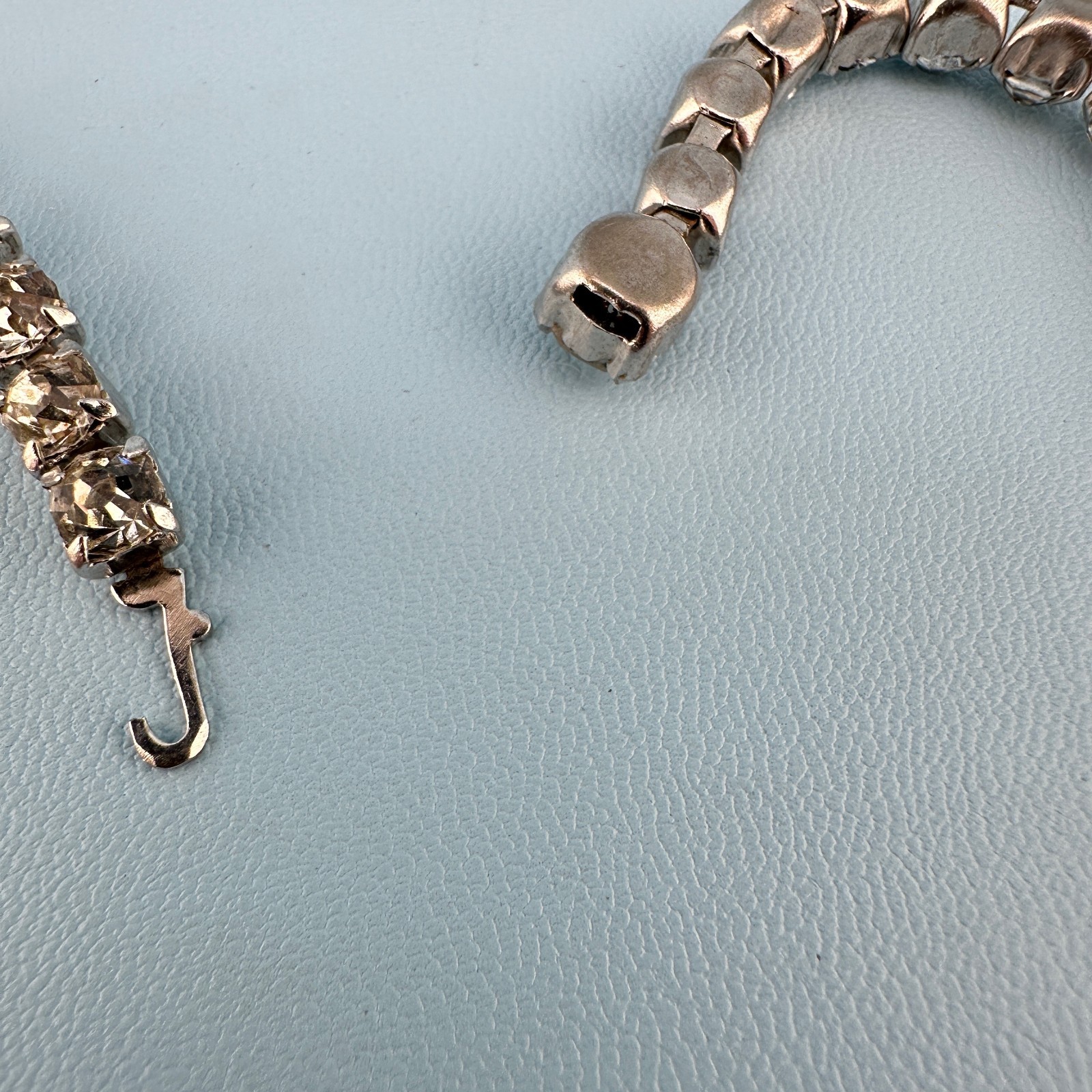 Vintage Rhinestone Choker Necklace Silver Tone Cup Chain Riviere Old Hollywood