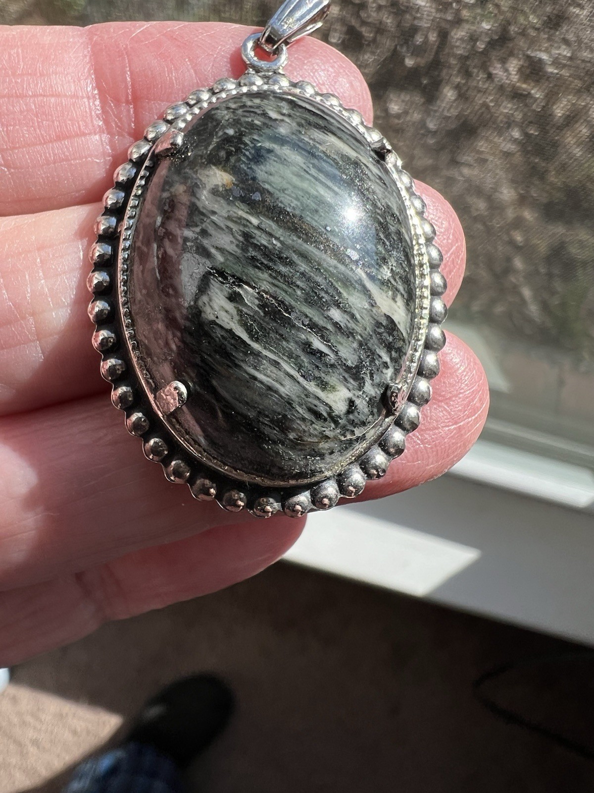Authentic Vintage Semiprecious Gemstone Cabochon Pendant