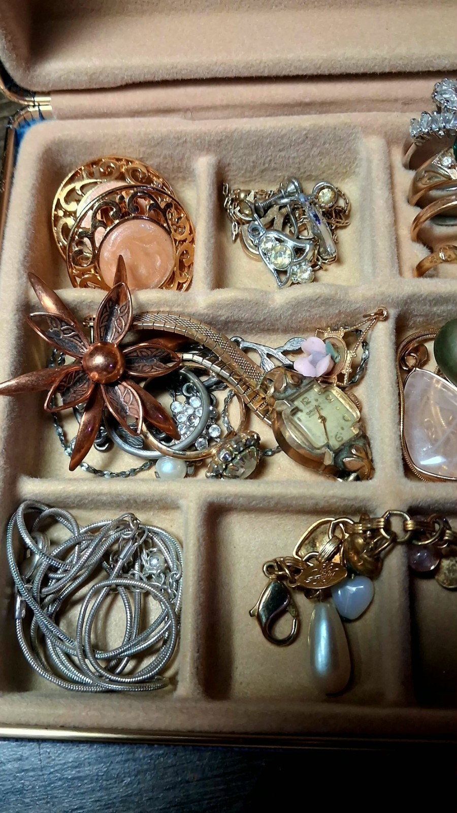 Vintage Estate Jewelry Lot Ussr Laquer Box 18kt H.G.E🔥🔥 Cameo