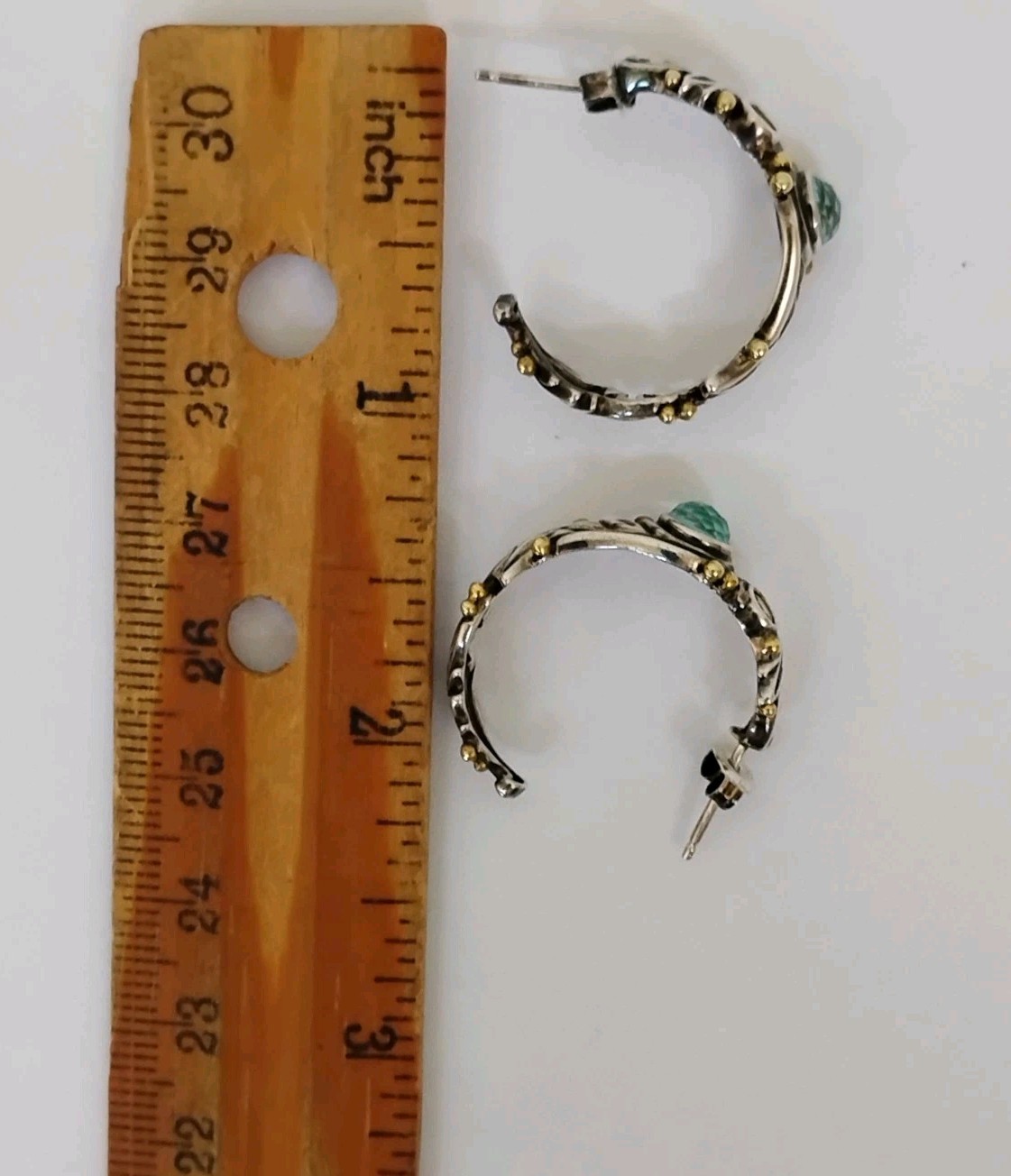 Rare Echo of the Dreamer Sterling Silver Bronze Turquoise Citrine Hoop Earrings