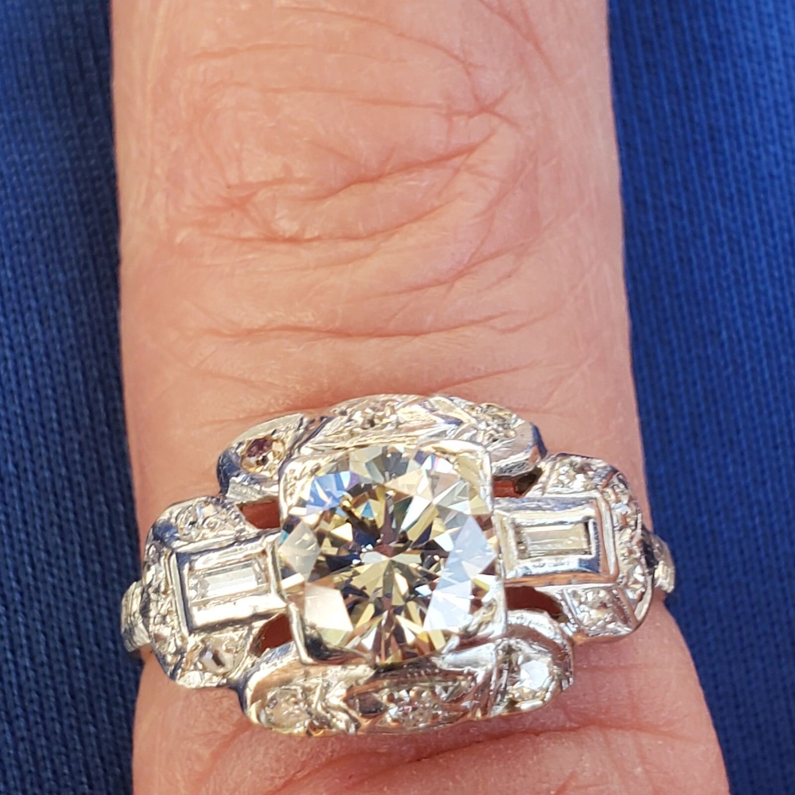 Original EARTH MINED DIAMOND Art Deco Engagement Ring Vintage PLATINUM Solitaire