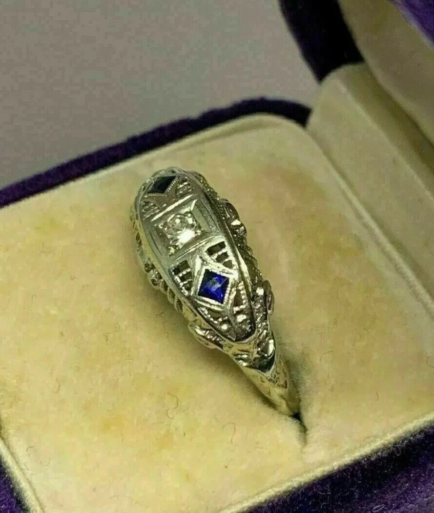 2.25Ct Art Deco Style Lab Created Diamond Engagement 14K White Gold Finish Ring