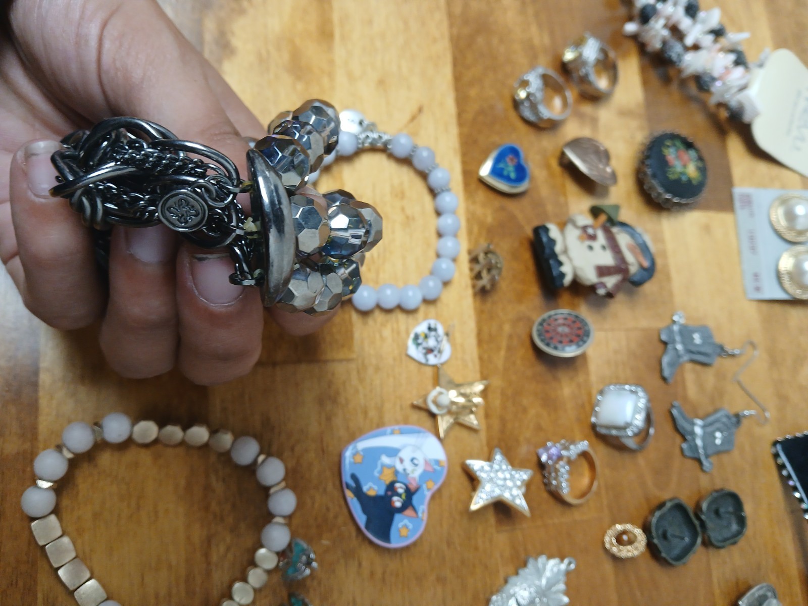 Mystery Silver Tone Accessories – Jewelry lot Vintage Clip On Bracelet Pin