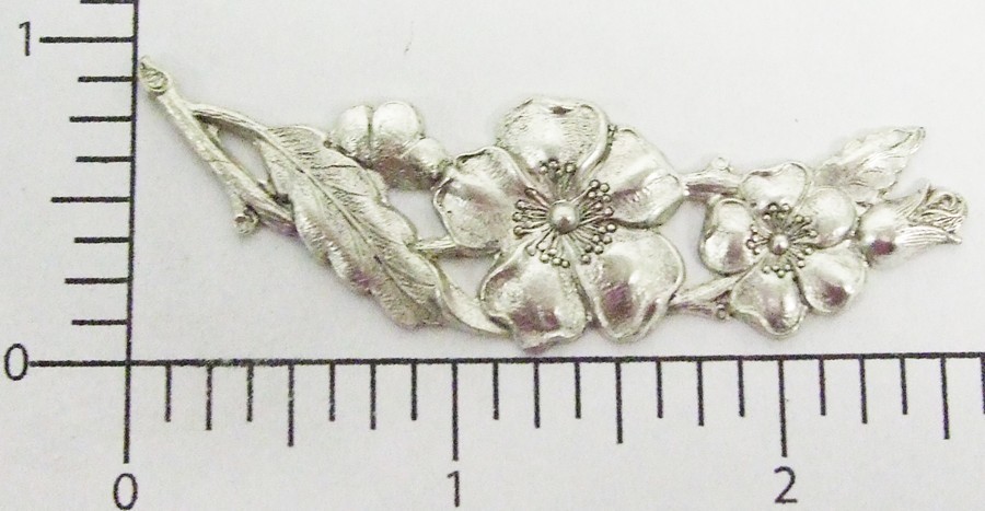 30584 Victorian Floral Spray Jewelry Finding Silver Ox