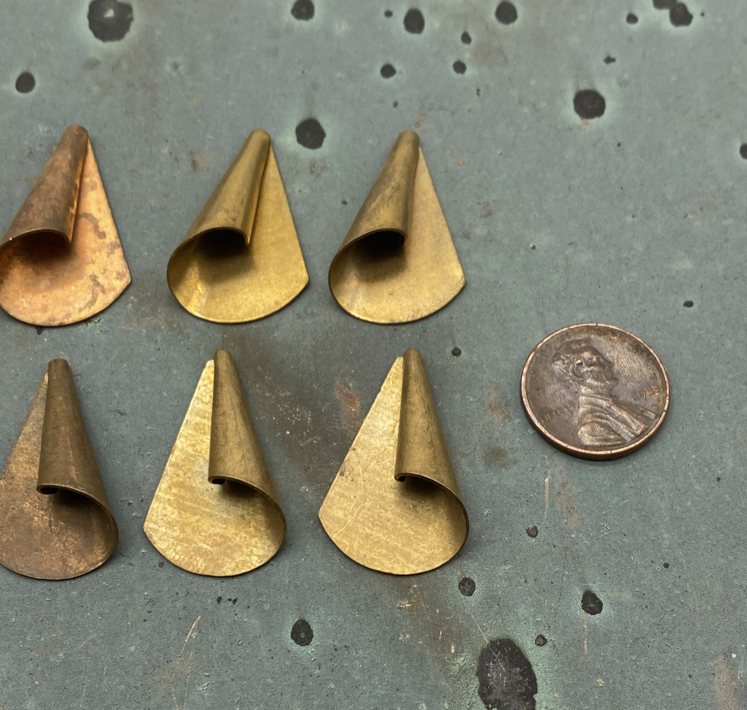 Vintage Brass Left & Right Folded Stampings Set of 10 – Curved Folded