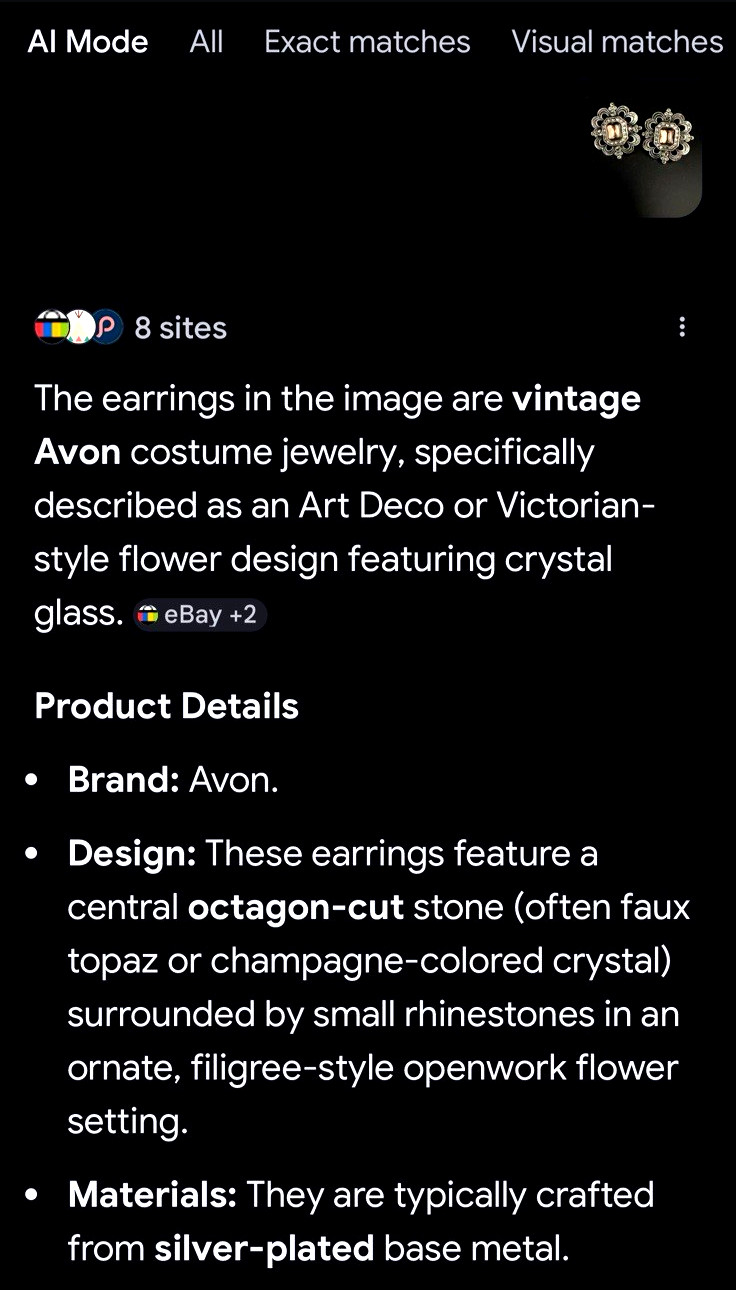 Vintage AVON 1″ Art Deco Style Silver Tone Pierced Rhinestone Earrings