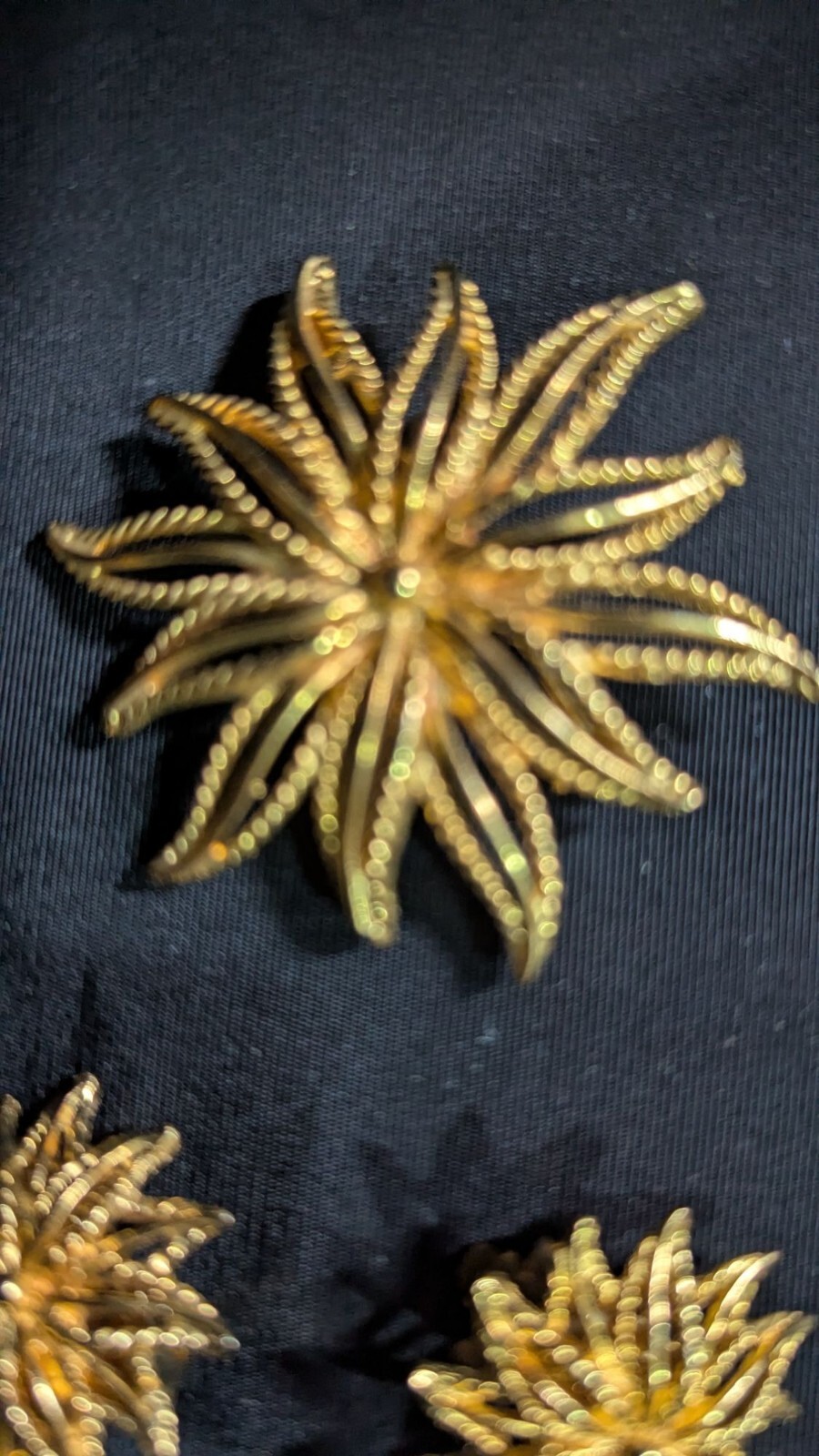 Vintage Gold-Tone Starburst Brooch & Clip-On Earrings Set Costume Jewelry