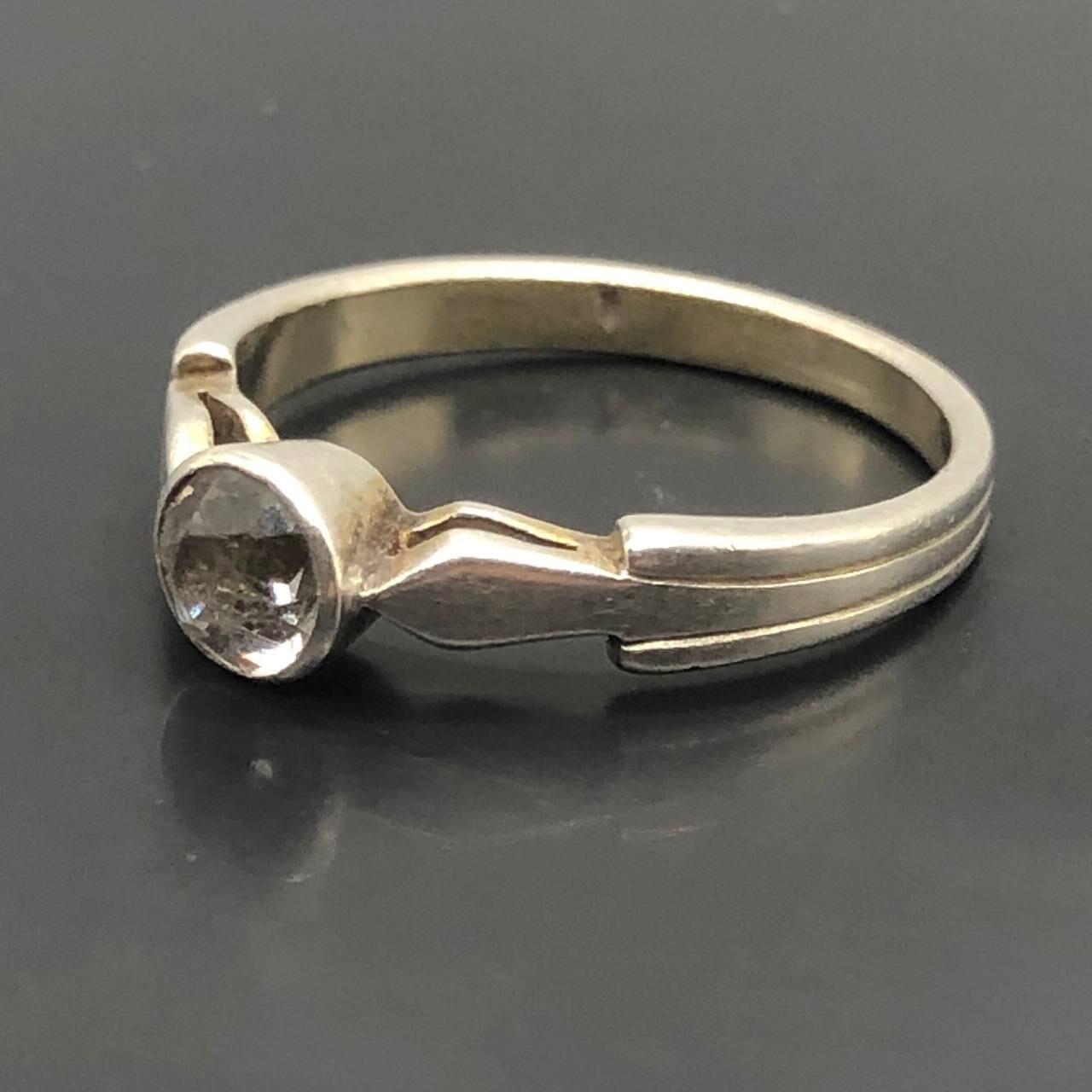 Vintage Soviet Rock Crystal Ring Silver 875 РС