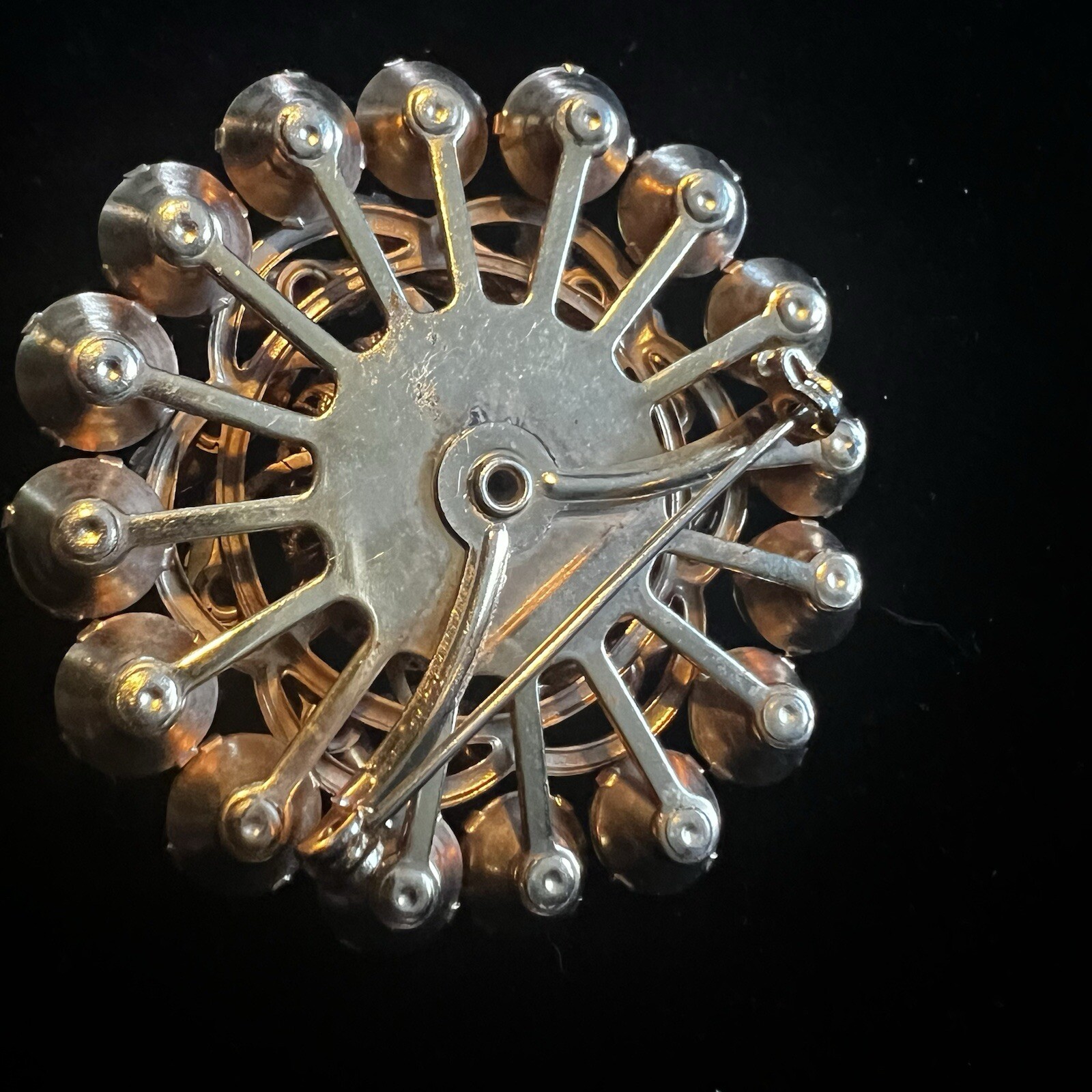 Vintage 1960s Rhinestone Brooch Golden Brown Aurora Borealis