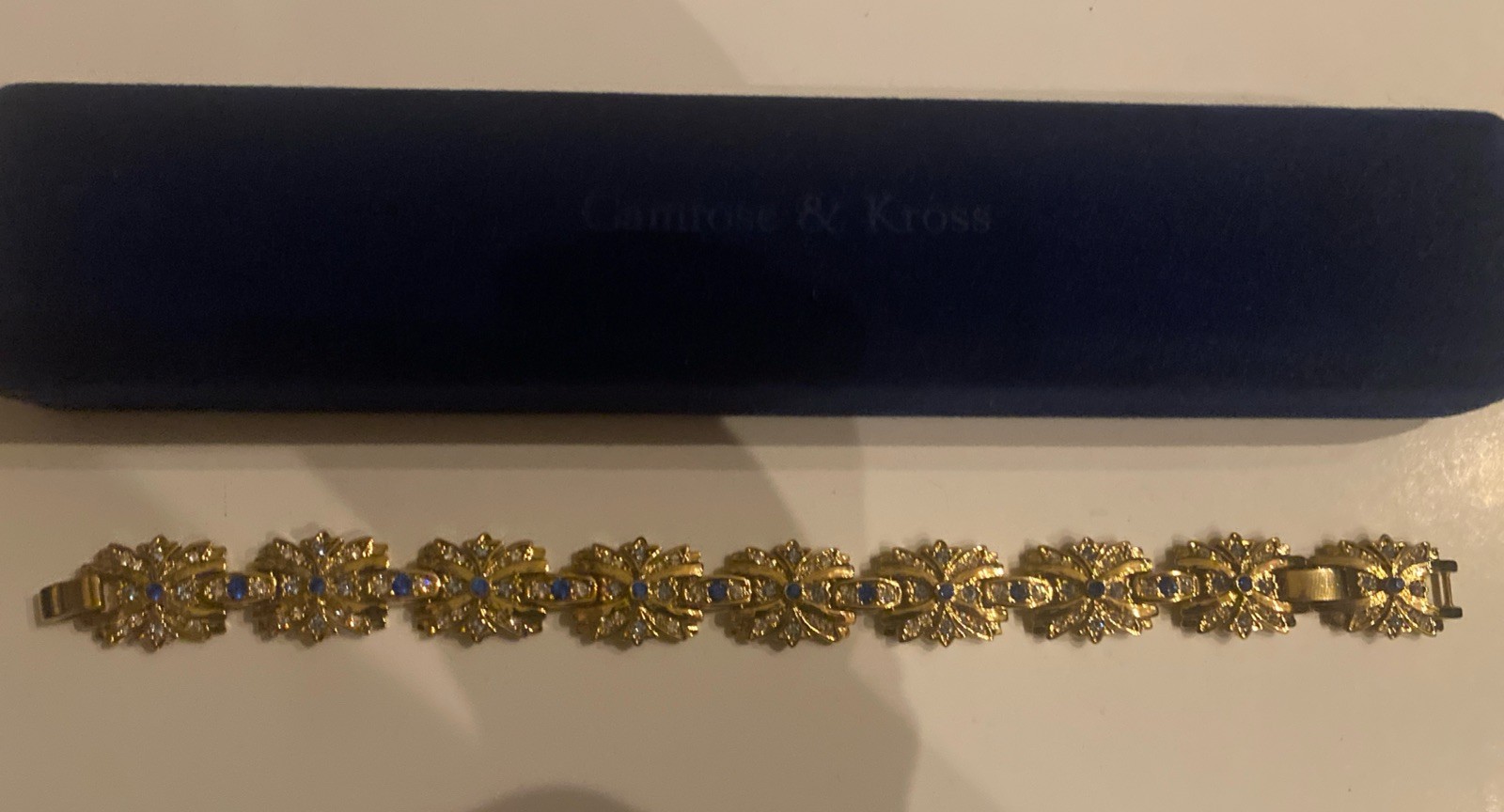 Camrose & Kross Jacqueline Kennedy Sapphire And Crystal Flower Gold Bracelet
