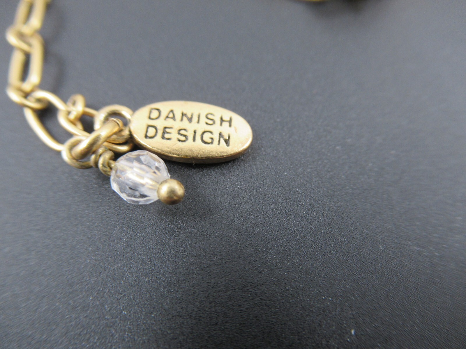 Signed Pilgrim Danish Design Gold Tone and Acrylic Prism Necklace 14.5″ + 3″ Ext
