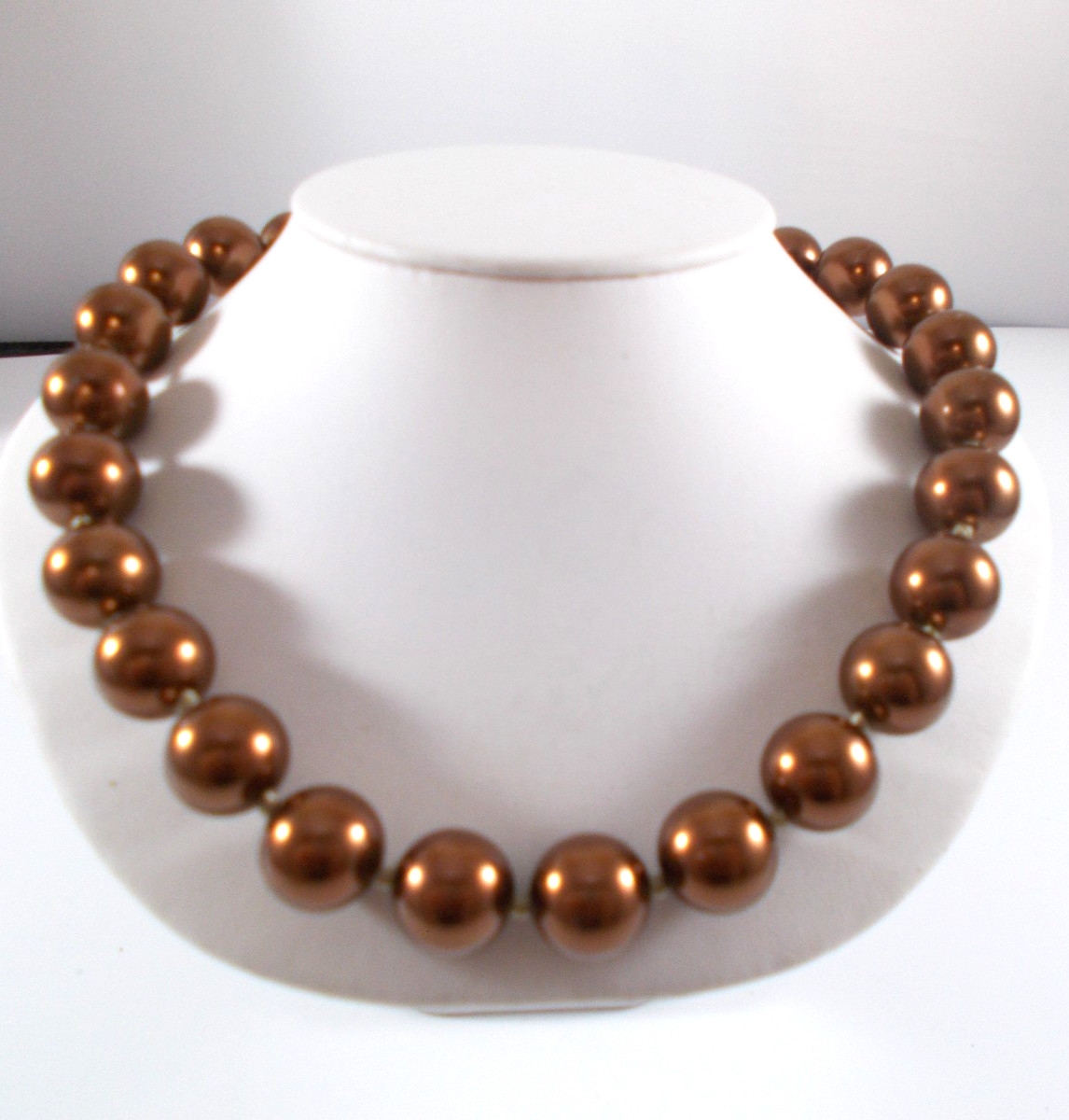 VTG Bronze Color Glass Hand Knotted Bead Choker Necklace Free Shipping