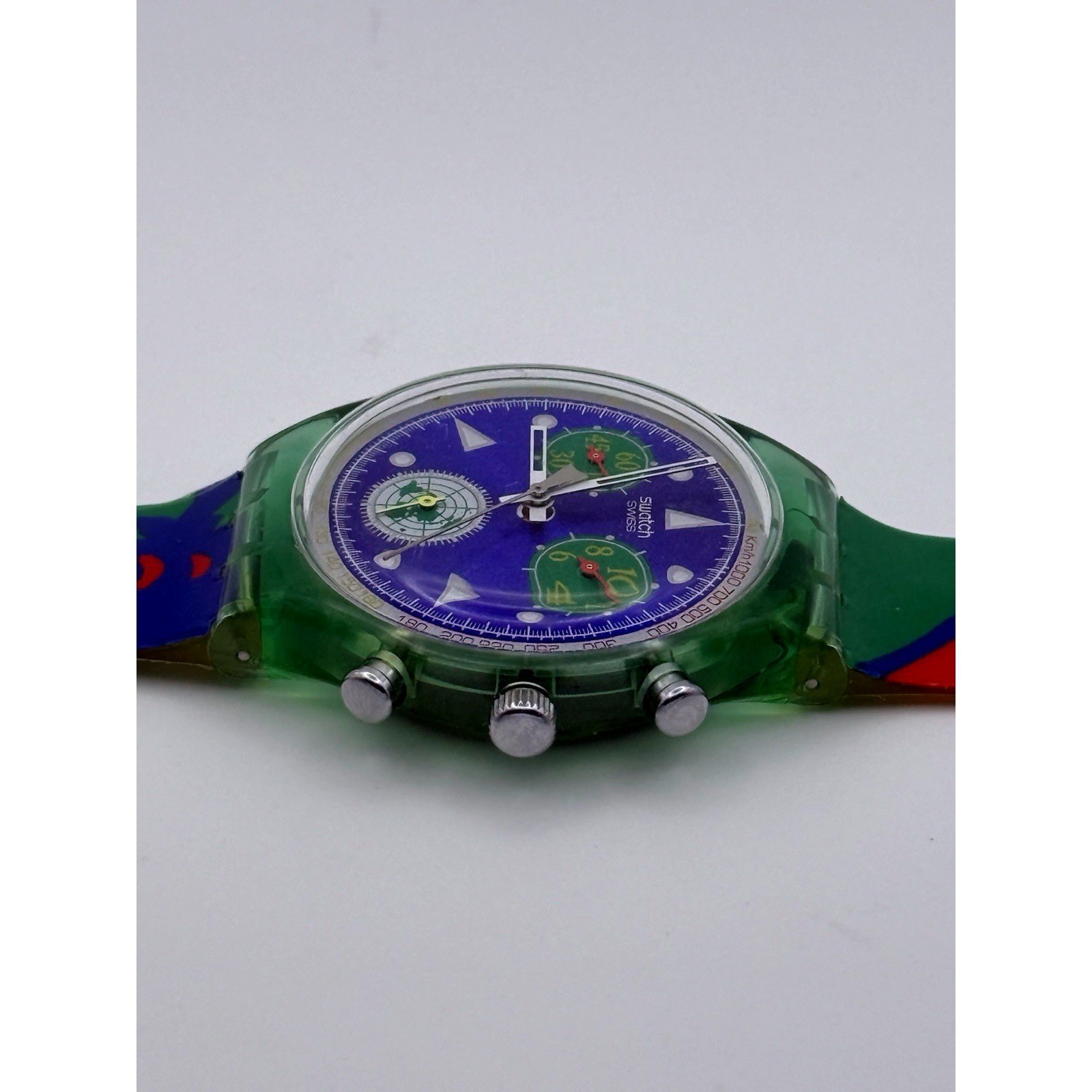 SWATCH WATCH UN UNITED NATIONS CHRONOGRAPH 50 ANNIVERSARY WRISTWATCH SWISS 1990