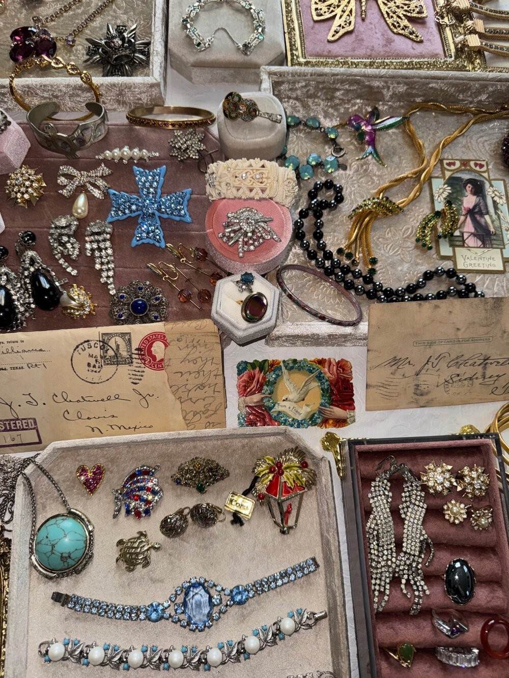 Julianas Art Deco Garnets Kramer Weiss Glowers Vtg SETS Rhinestone Jewelry Lot
