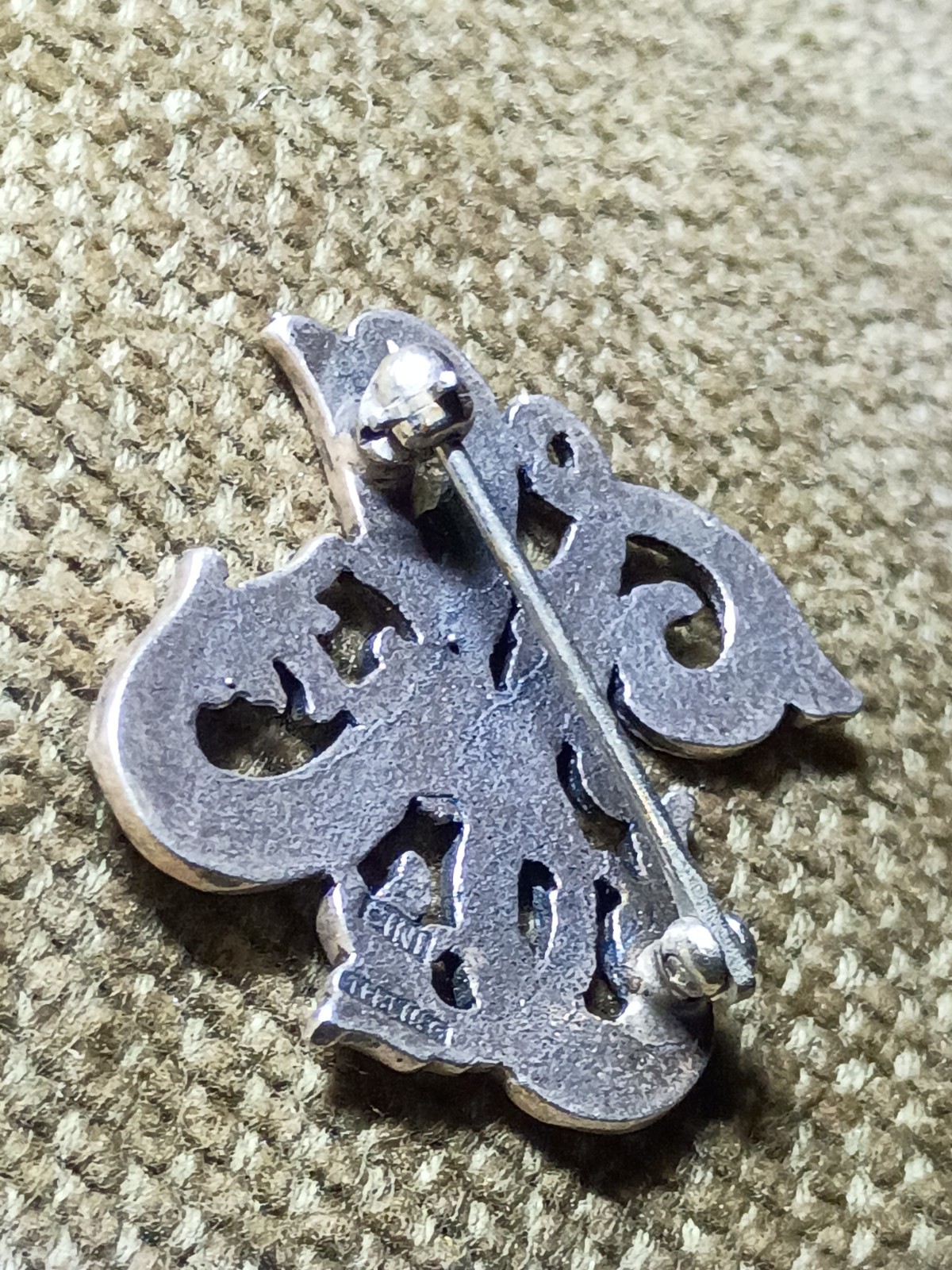 Vintage 1930s CINI Art Nouveau Engraved Letter H Sterling Silver 925 Brooch Pin