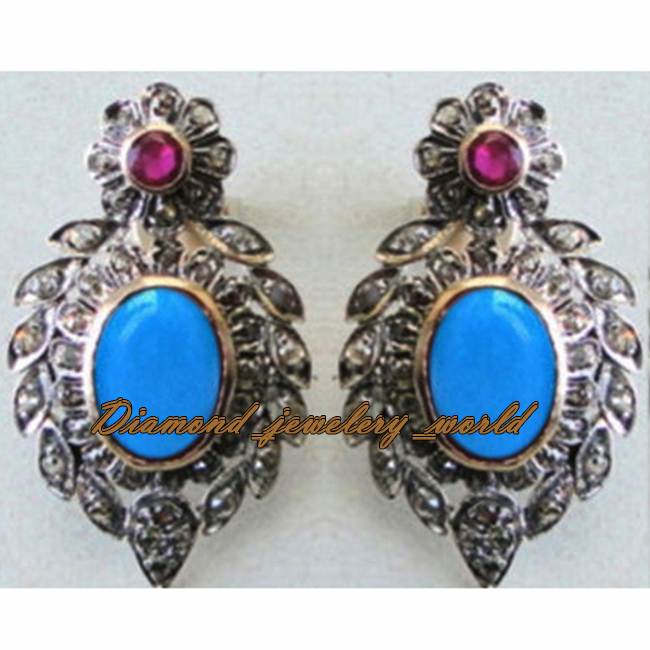 2.57ct Rose Cut Diamond Gemstone Studded Silver Vintage Gorgeous Earring Jewelry