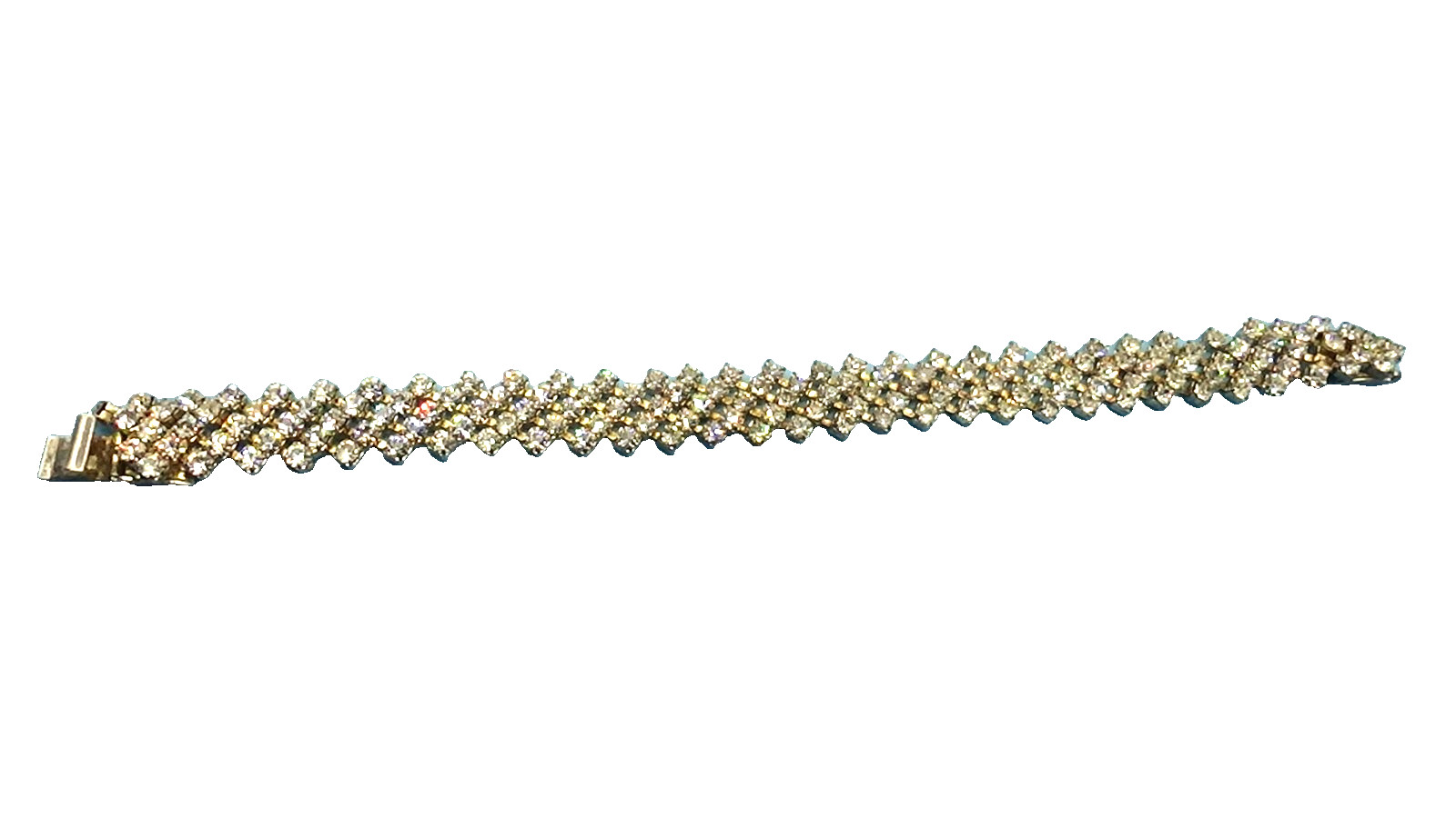 Vintage Prong Set Rhinestones Bracelet Featuring Rhinestone Drop Dangle