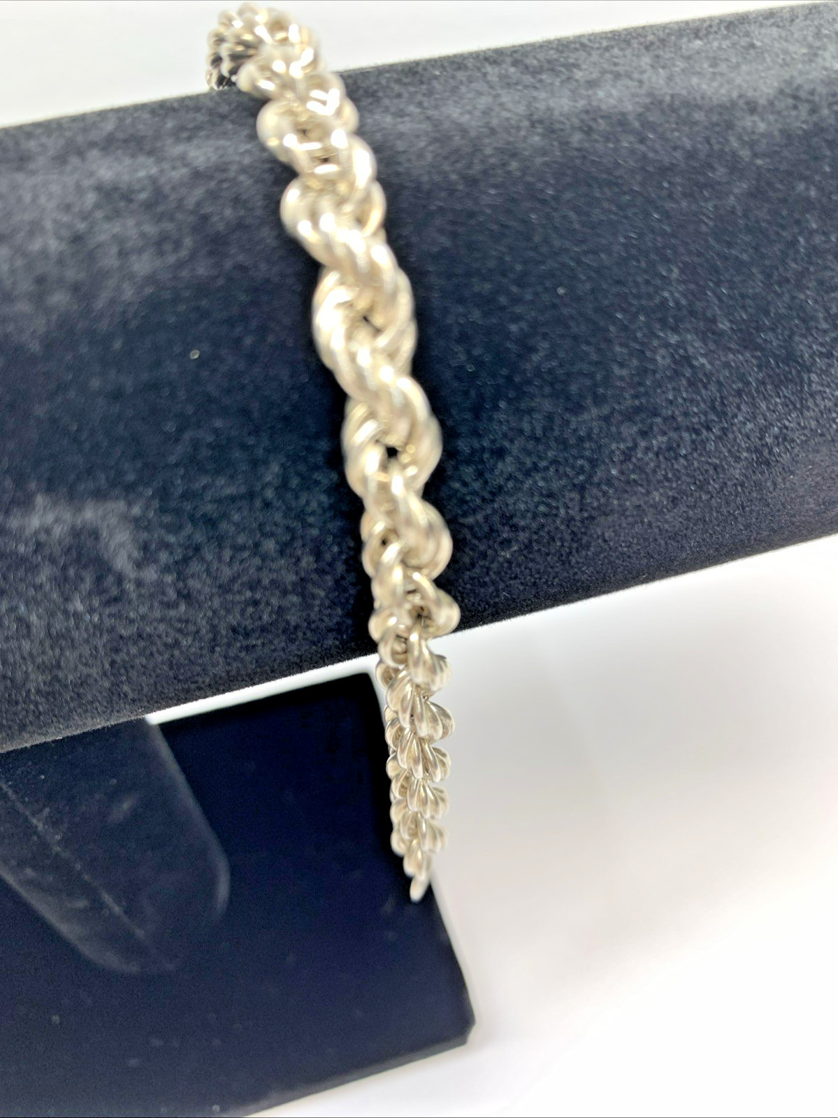 Sterling Silver 925 Italy 6MM Wide Vintage Rope Chain Bracelet 7″ 7.9g
