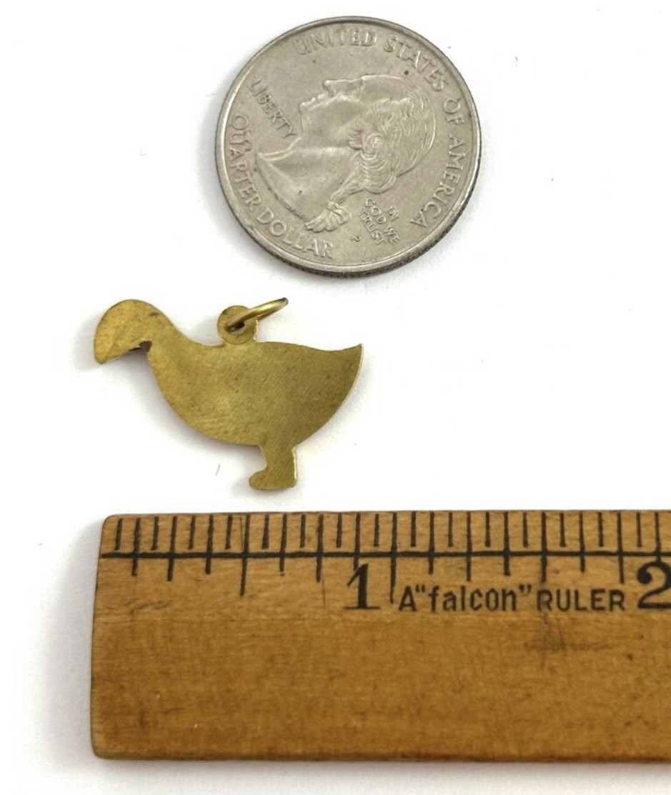 Vintage Brass Charm Duck Goose Pendant Etched Jewelry lucky ducky Charm Gift