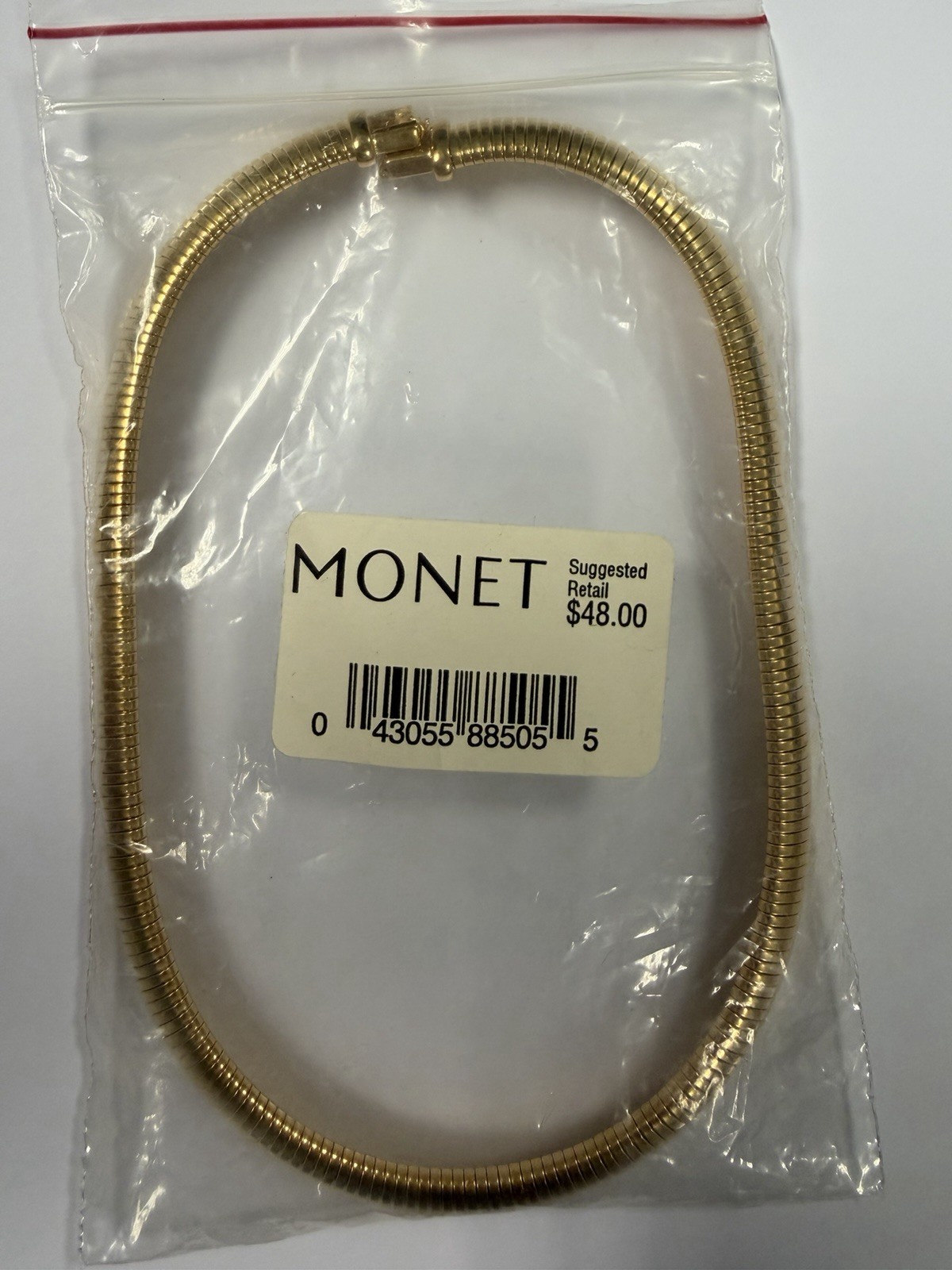 Monet Gold Tone Collar Necklace NWT Sealed Vintage 1990s 2000s Rigid Snake Chain